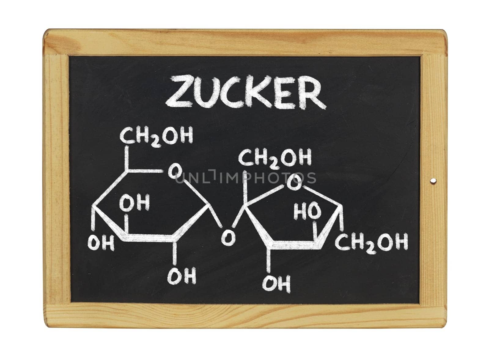 chemical structural formula of sugar on a slate