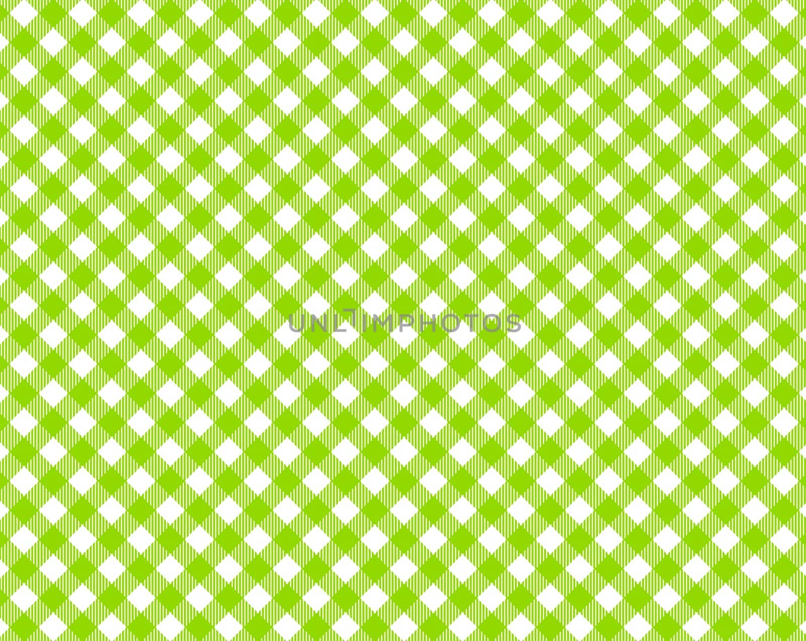 Checkered tablecloth with diagonal pattern in white and green