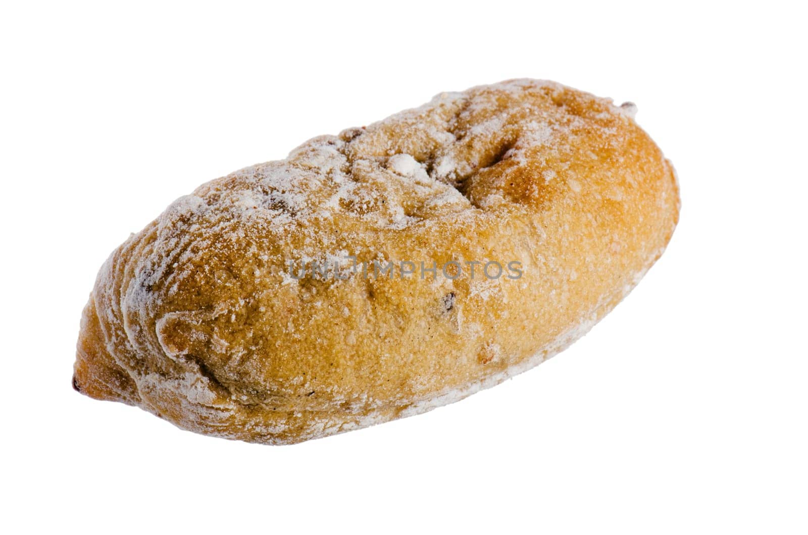 Fresh bread roll with Apple isolated on white