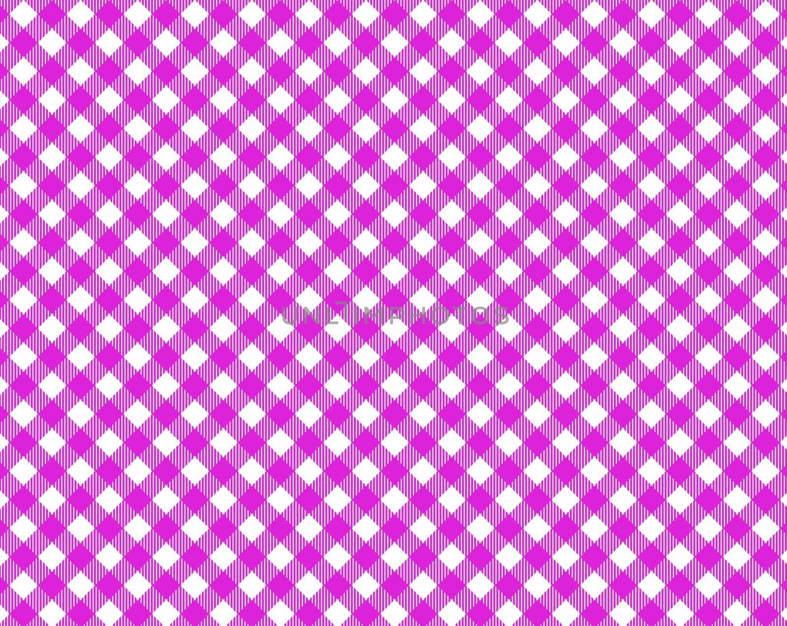 Checkered tablecloth with diagonal pattern in white and pink