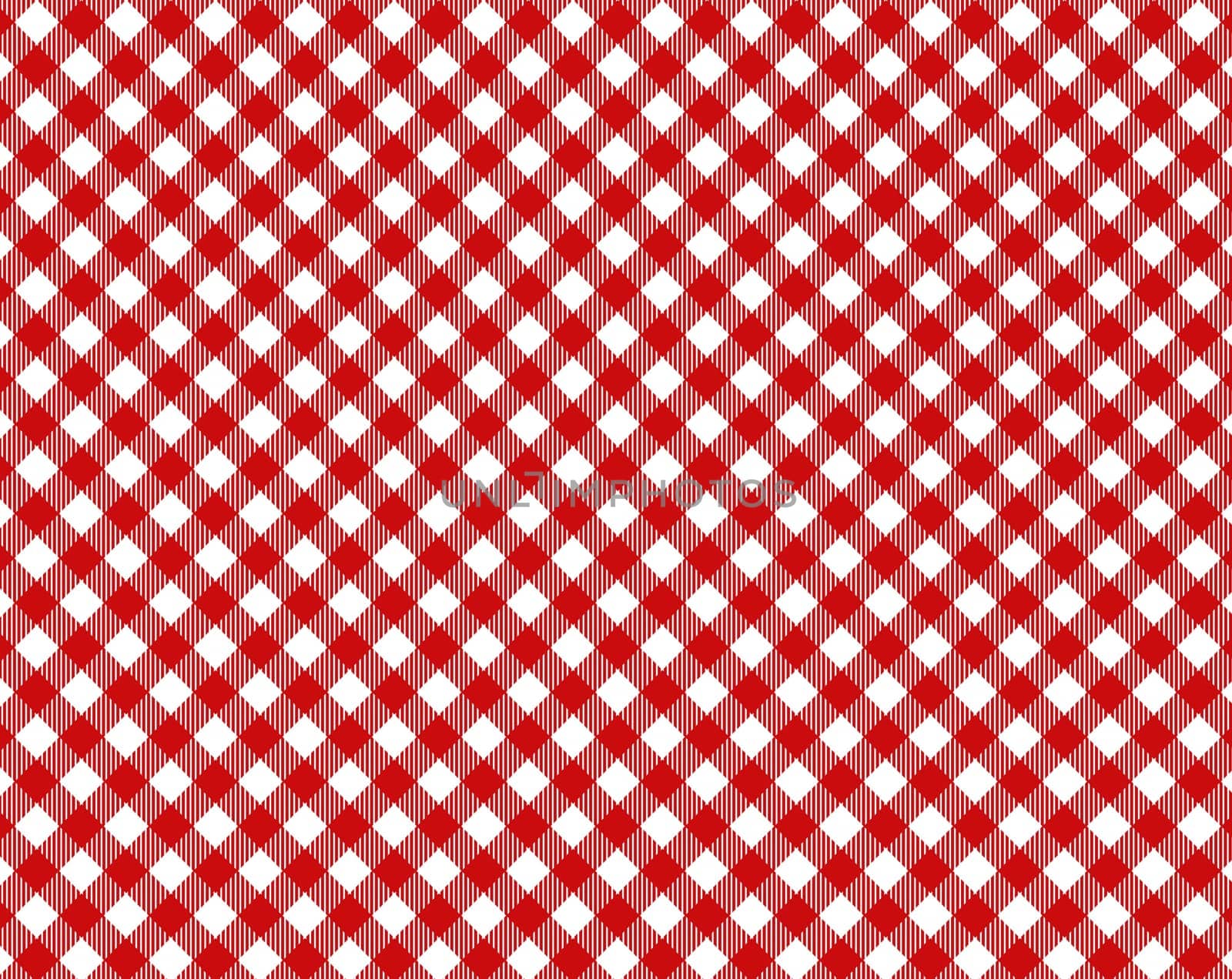 Checkered tablecloth with diagonal pattern in white and red