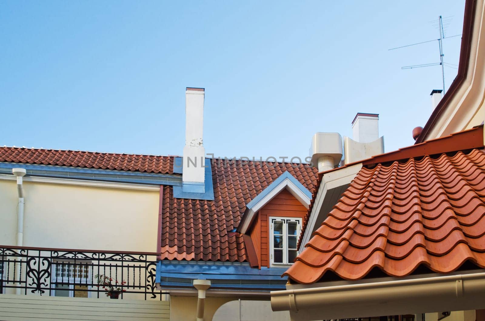 Penthouses and tile roofs, a close up