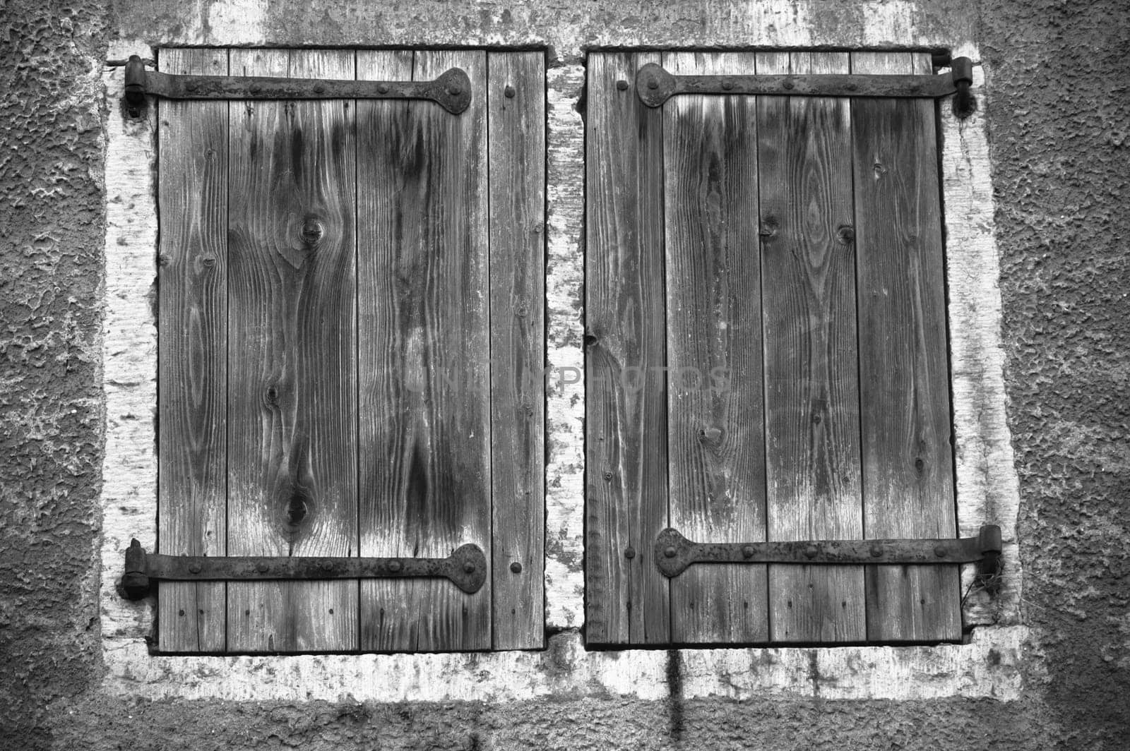Old window shutters, a black and white photo