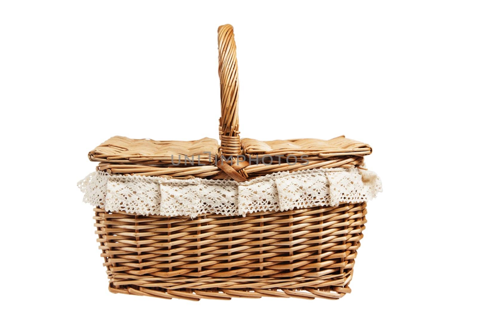 Picnic basket, isolated on white