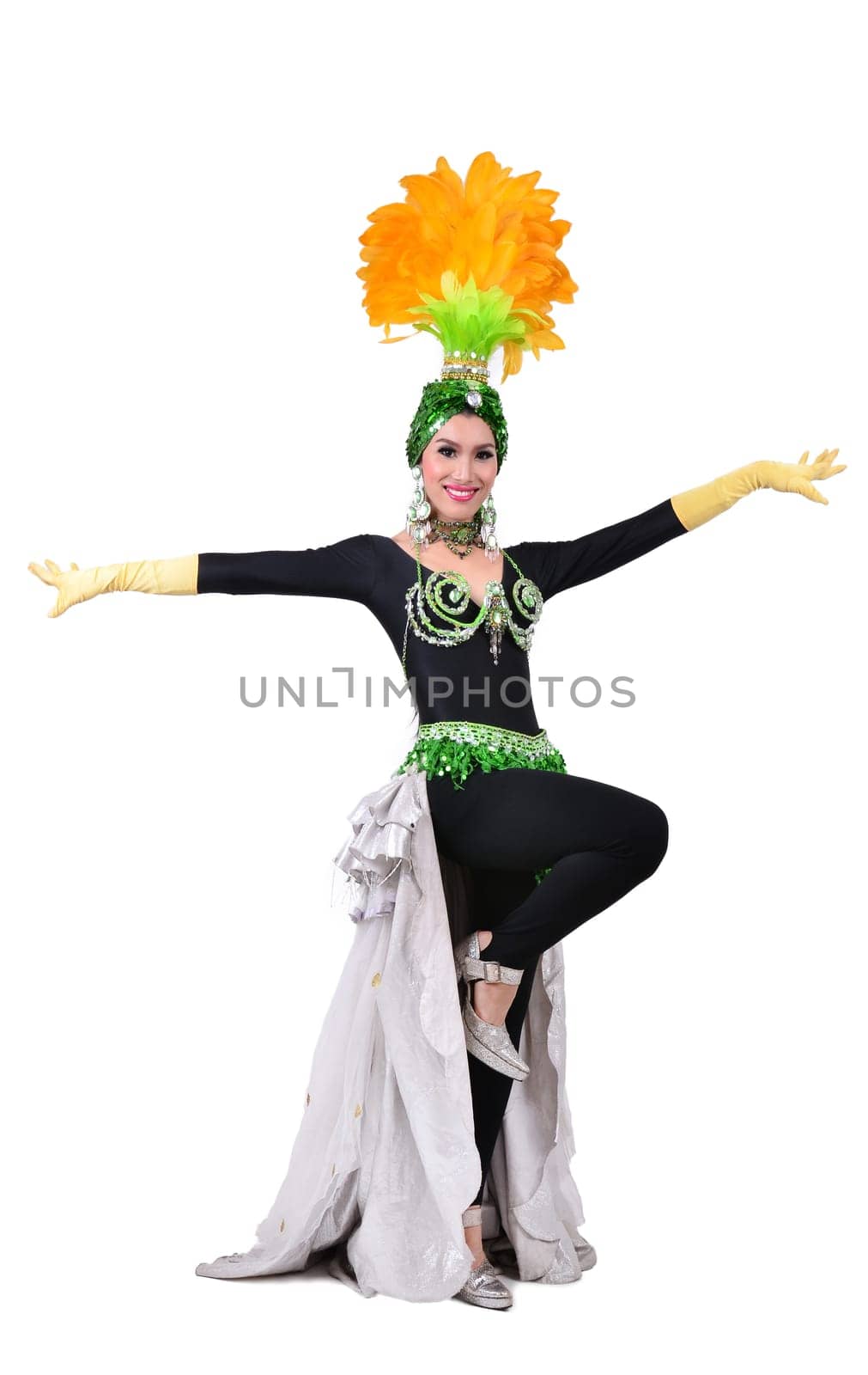 cabaret dancer isolated on a white background