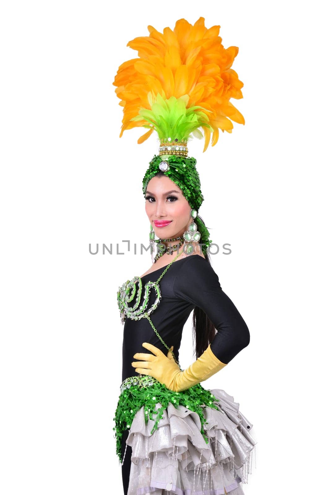 cabaret dancer isolated on a white background