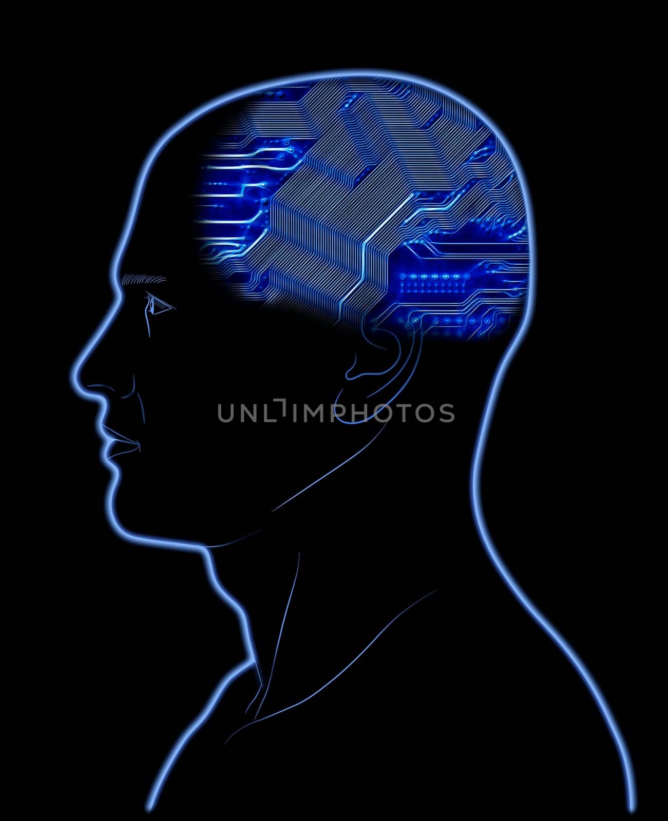 Abstract image - Computer In Head - Brain - Intelligence - Thinking