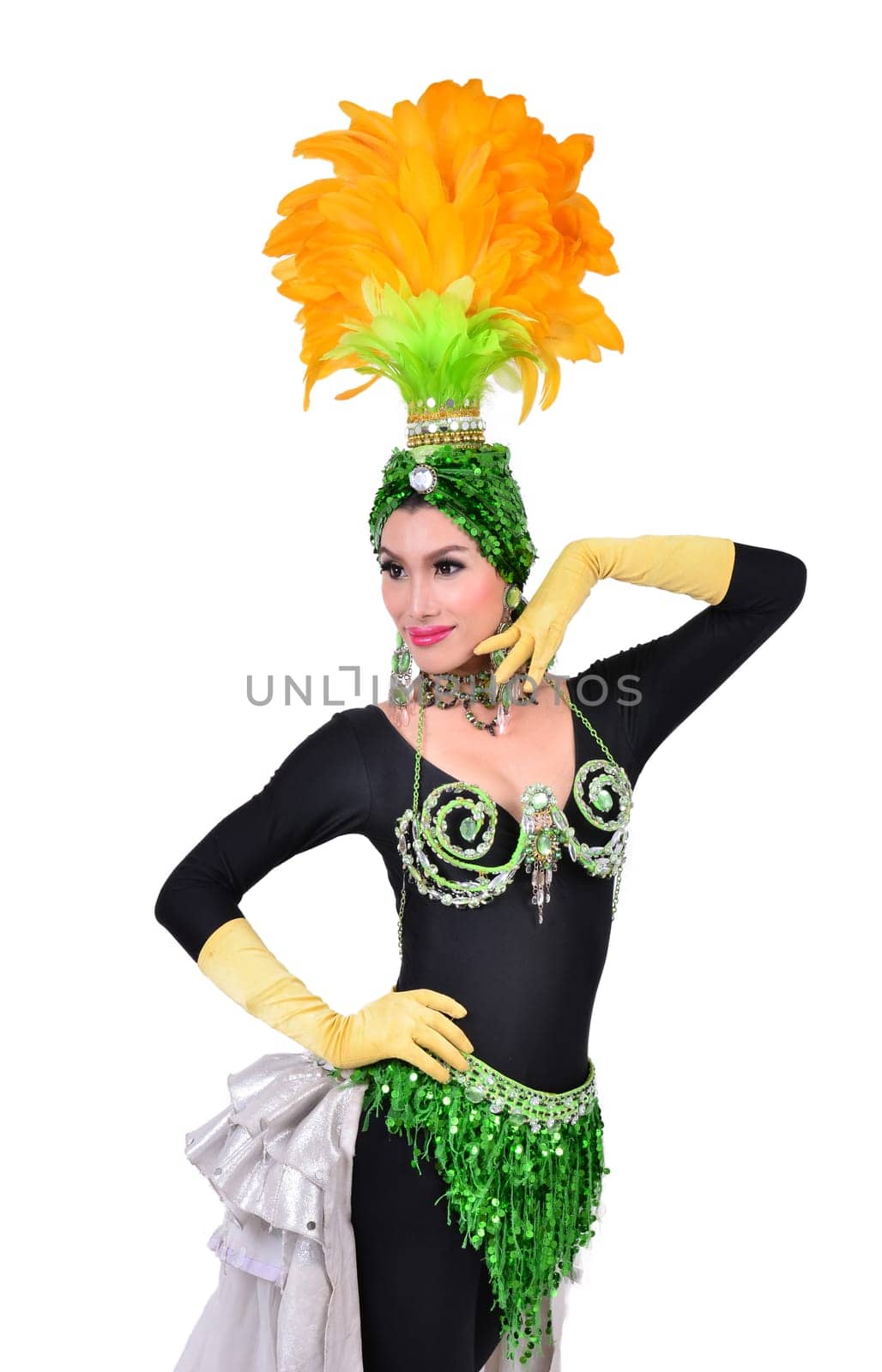 cabaret dancer isolated on a white background