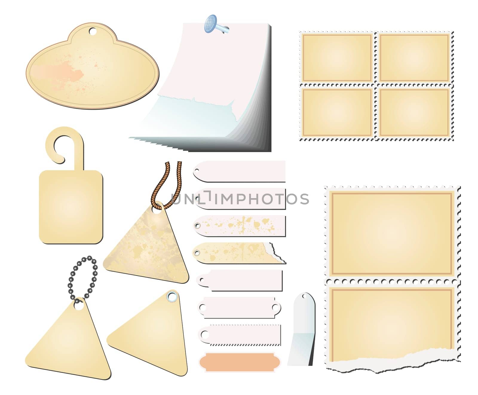 set of the grunge scrapbooks tablets tag labels tickets