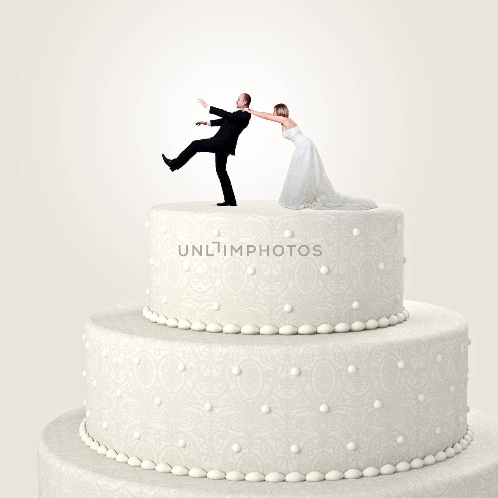 3d wedding cake and funny couple situation