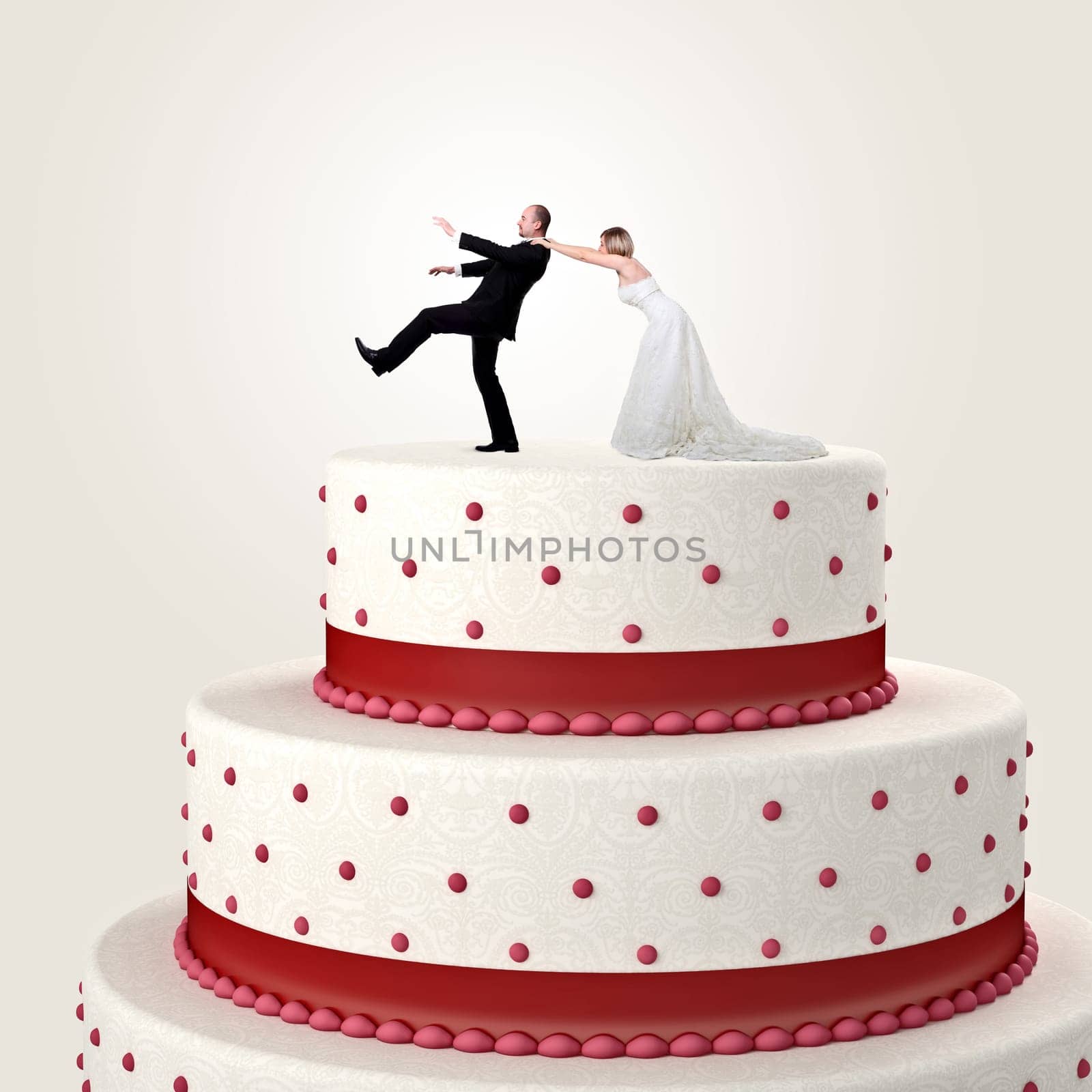 3d wedding cake and funny couple situation