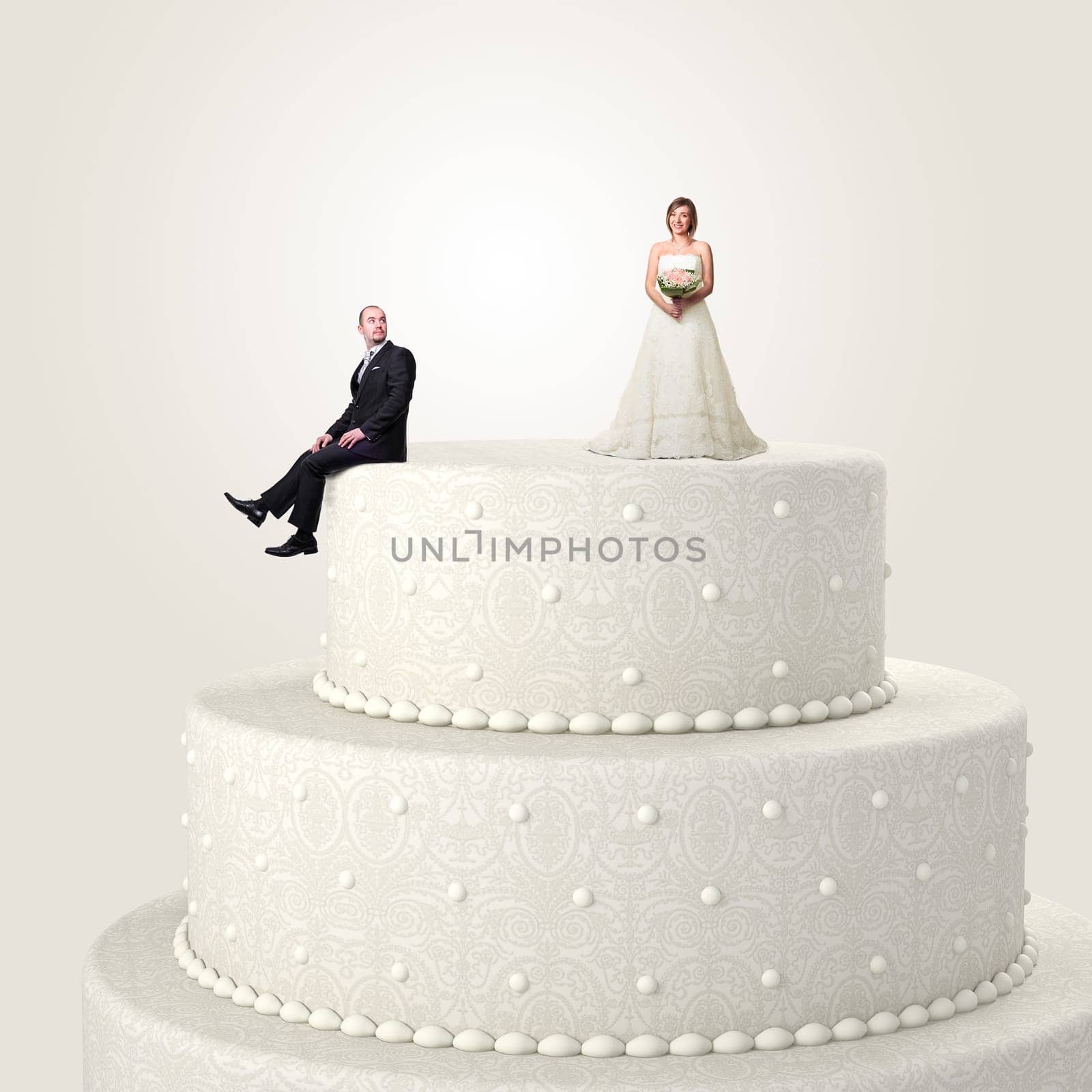 3d wedding cake and funny couple situation