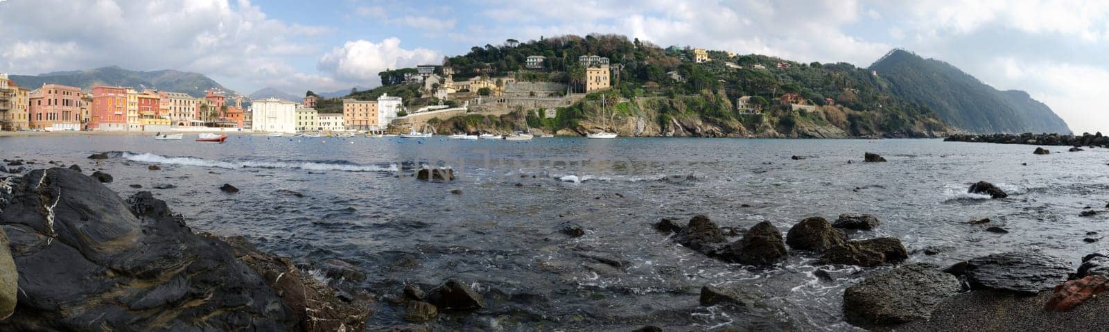 overview of the Bay of Silence in Levante Sesrti in Genoa