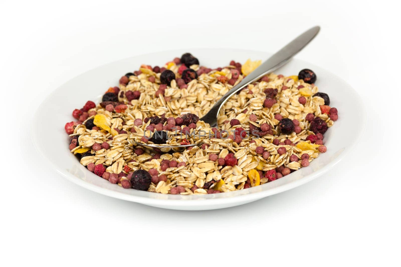 healthy breakfast,muesli with fiber and dried fruits