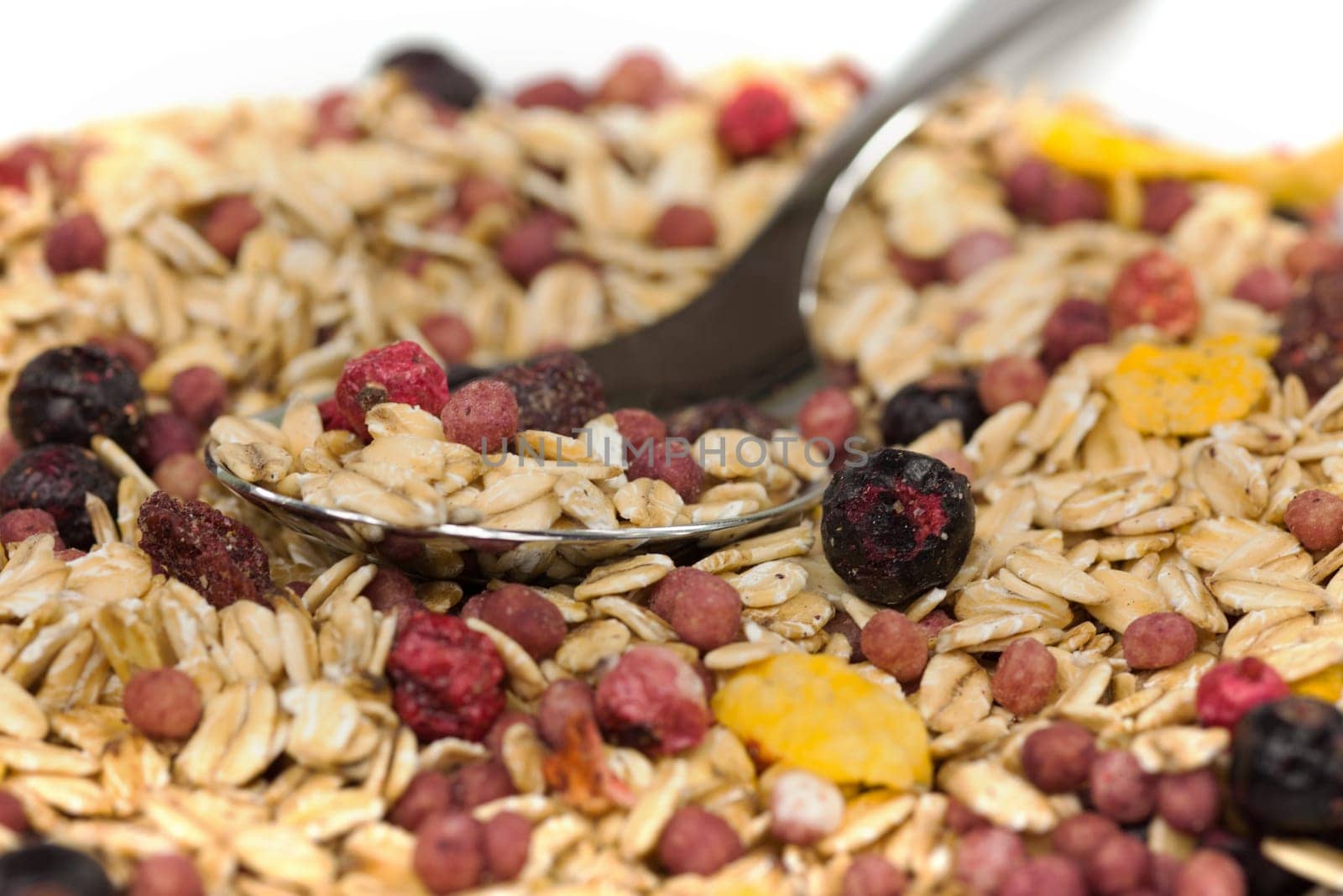 healthy breakfast,muesli with fiber and dried fruits