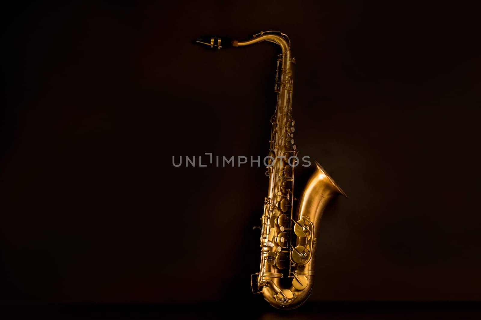 Sax golden tenor saxophone in black background
