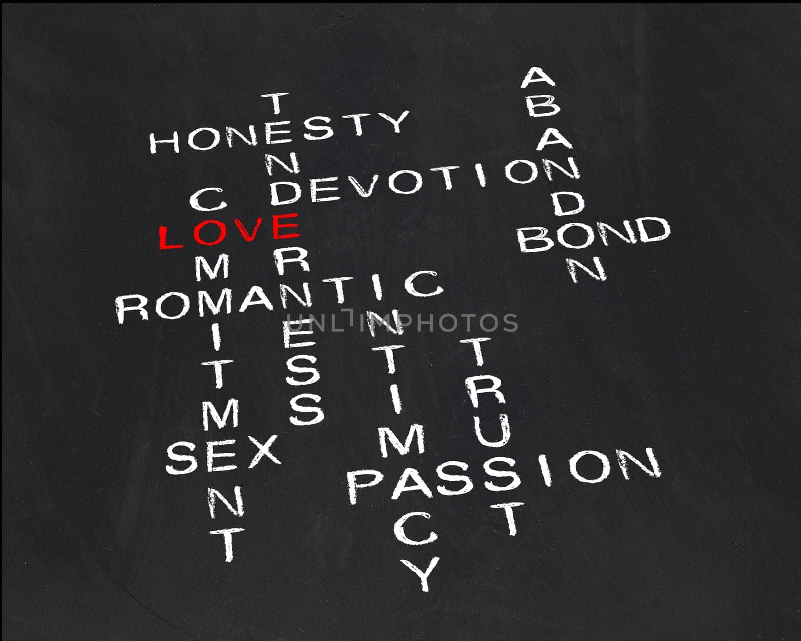 Crossword puzzle on the topic of love