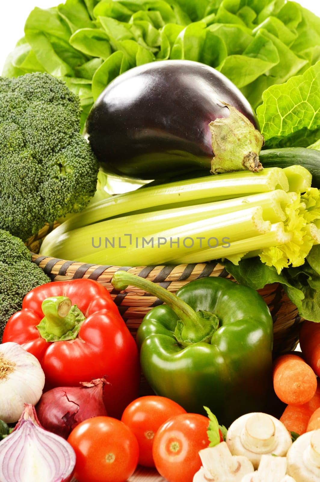 Composition with variety of raw vegetables. Vegetarian diet