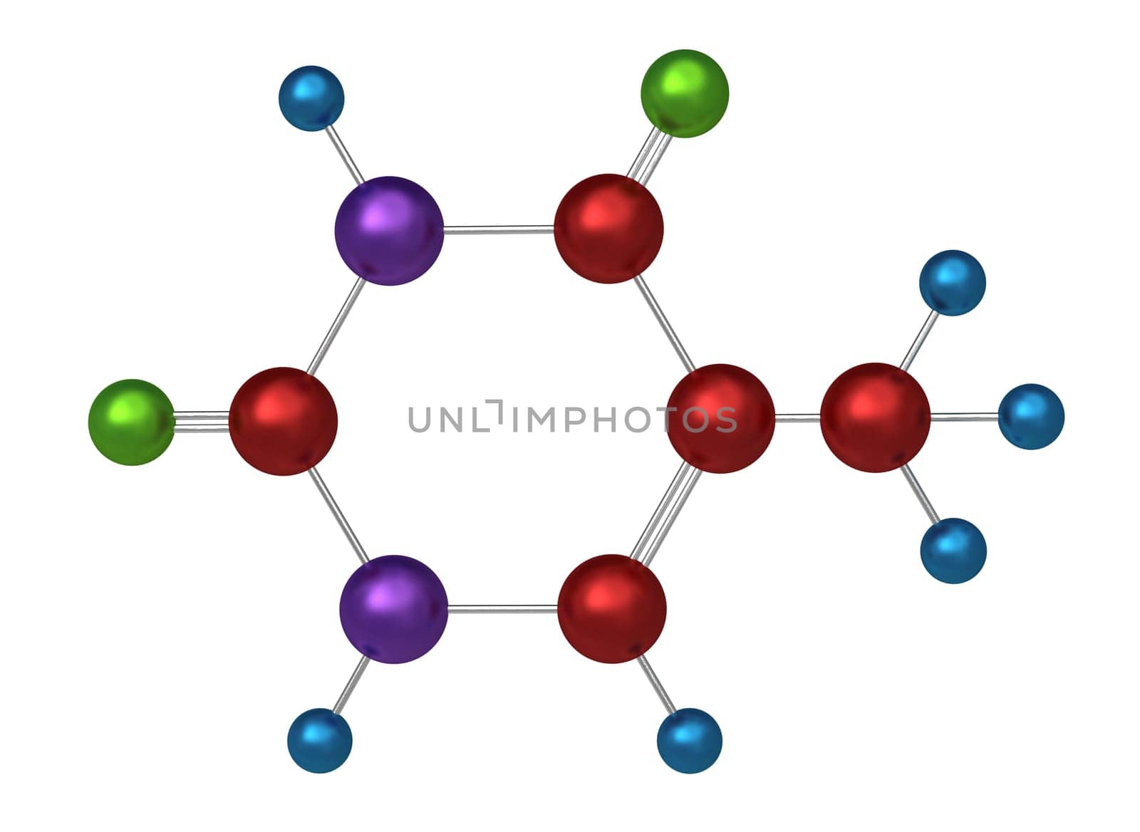 Molecule of thymine, key component in the formation of stable DNA and RNA molecules, 3d model