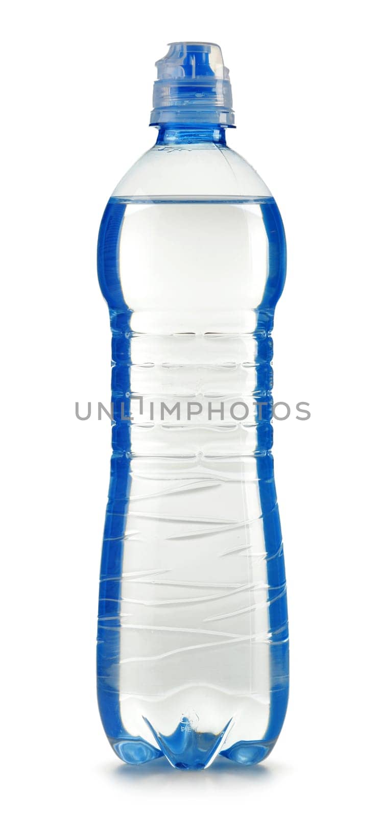 Polycarbonate plastic bottle of mineral water isolated on white background
