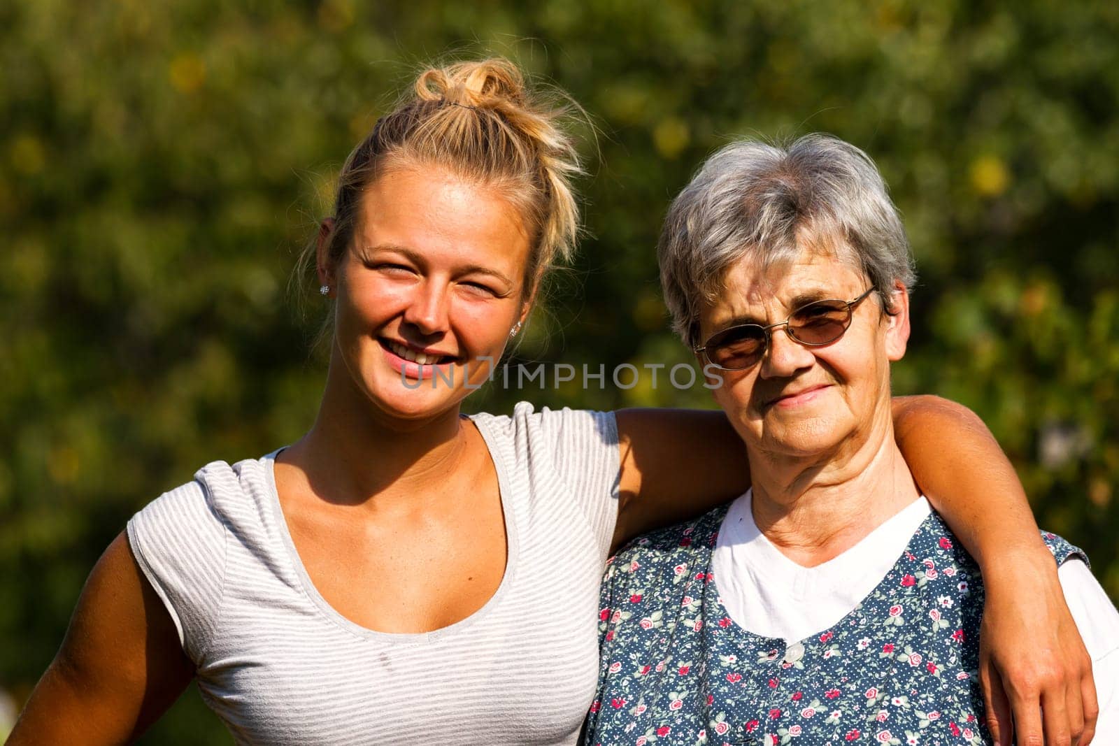 Grandmother and grandchild in the summer time