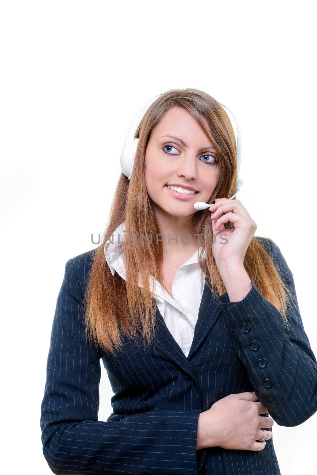 smiling attractive help desk agent