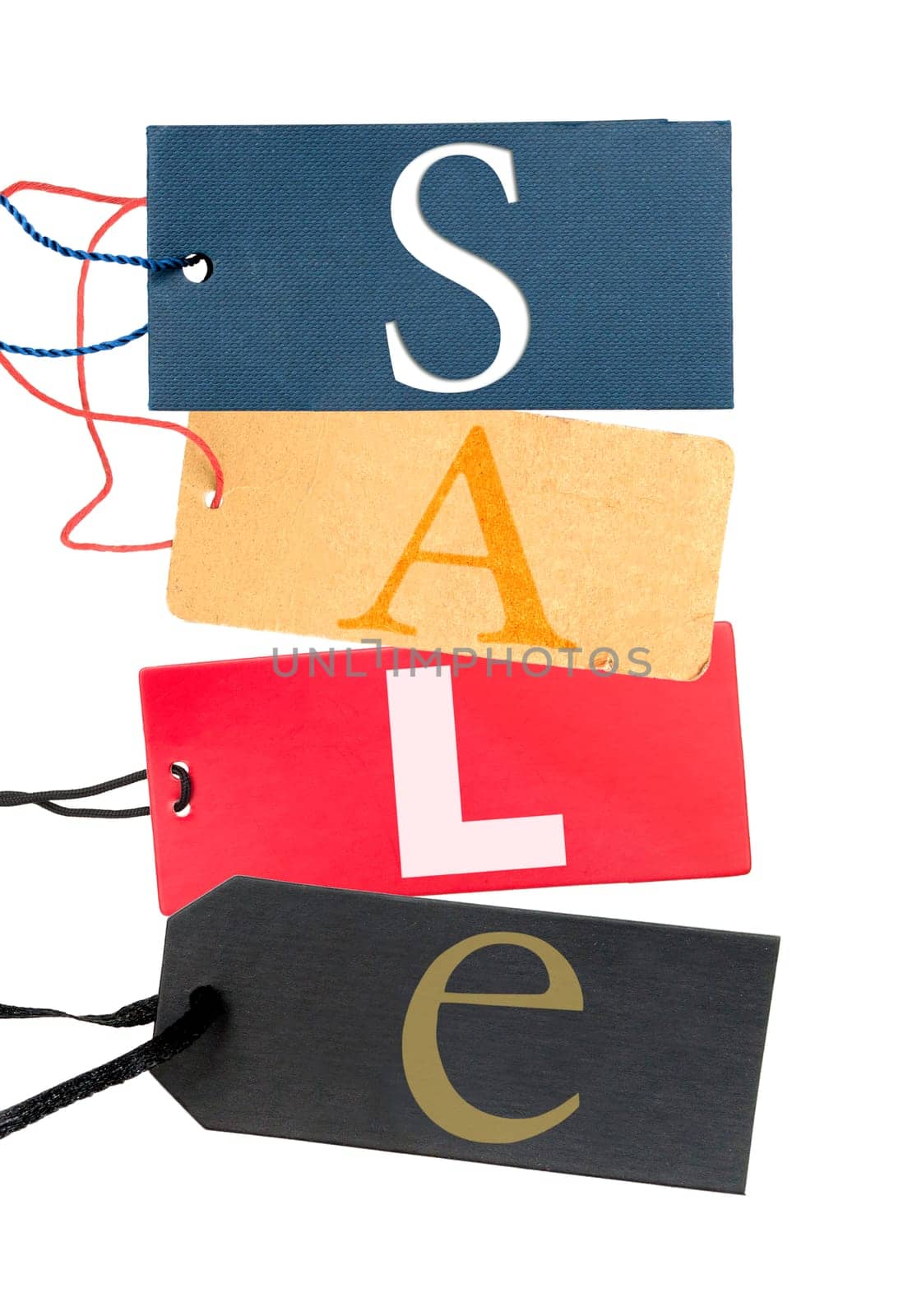 Paper Tags With Sale Sign Isolated on White Background