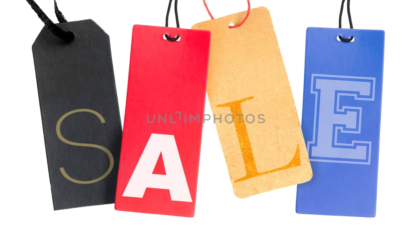 Paper Tags With Sale Sign Isolated on White Background