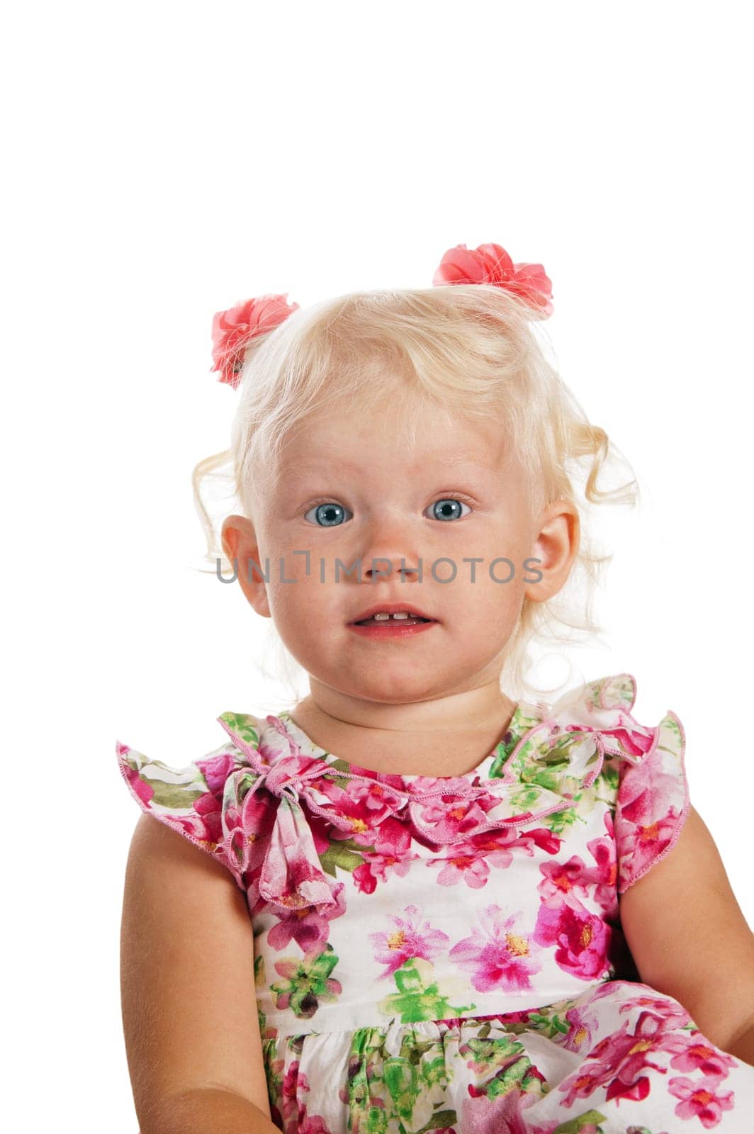 Portrait of the little girl, it is isolated on white