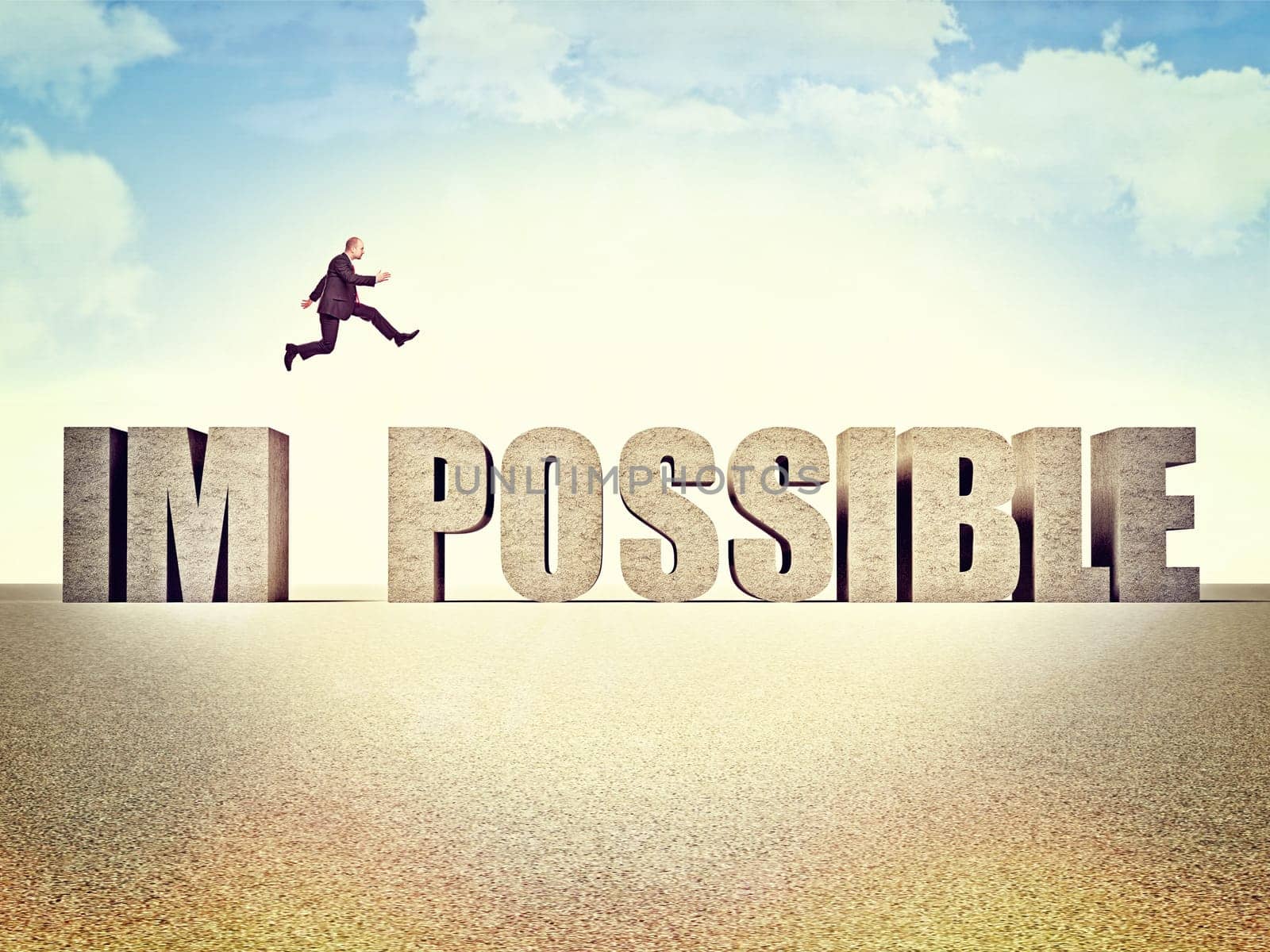 man jump over possible word