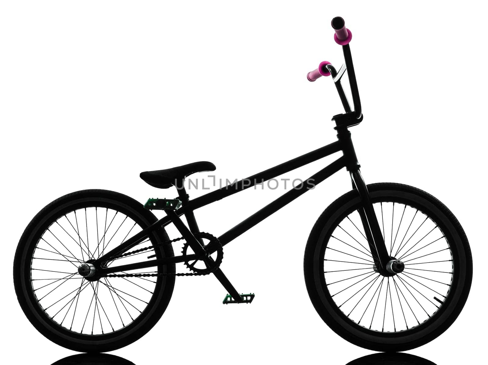 one bmx bicycle  in silhouette studio isolated on white background