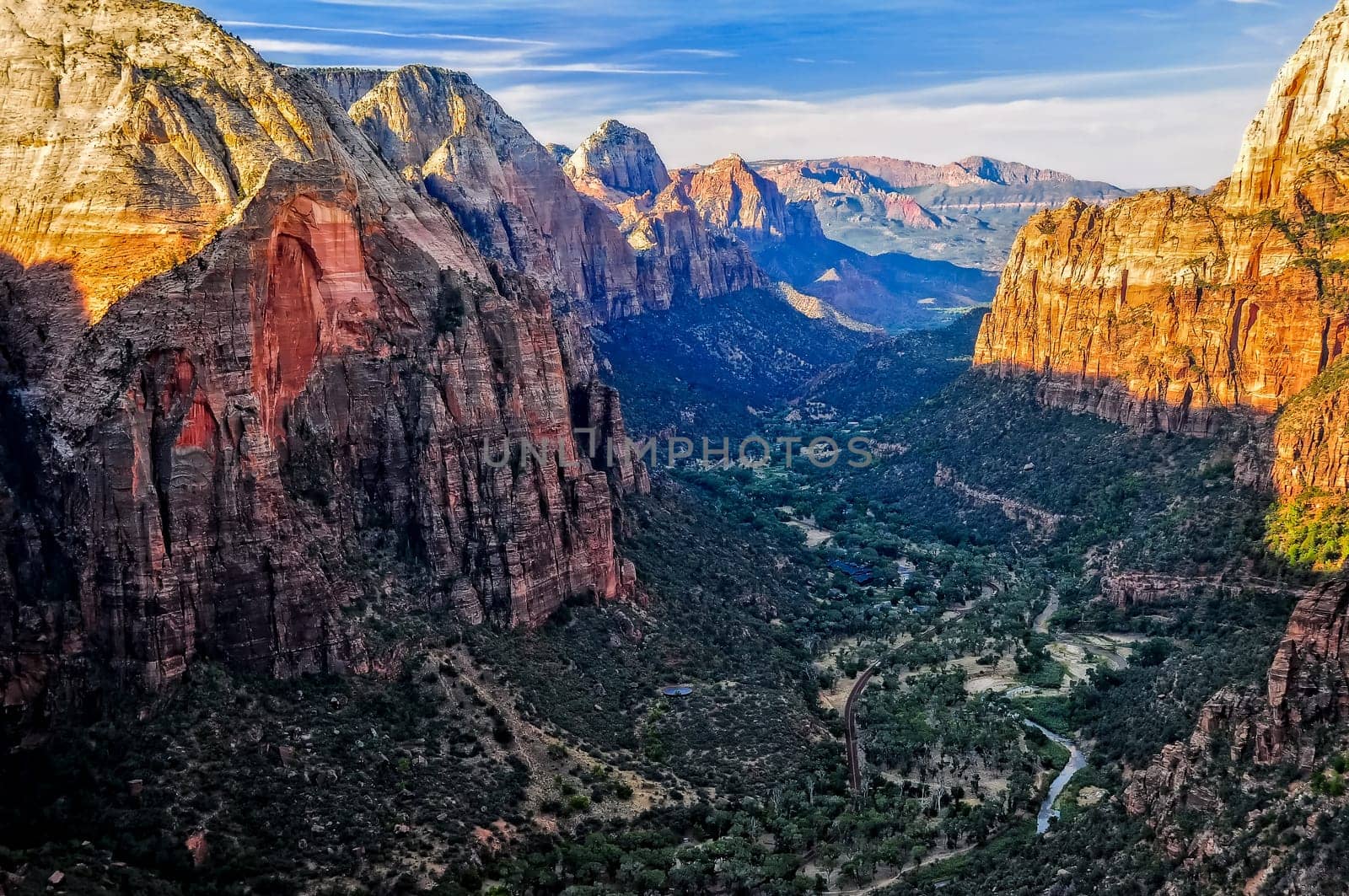 Landscape view of canyon from Angels Landing in Zion National park, Utah, USA