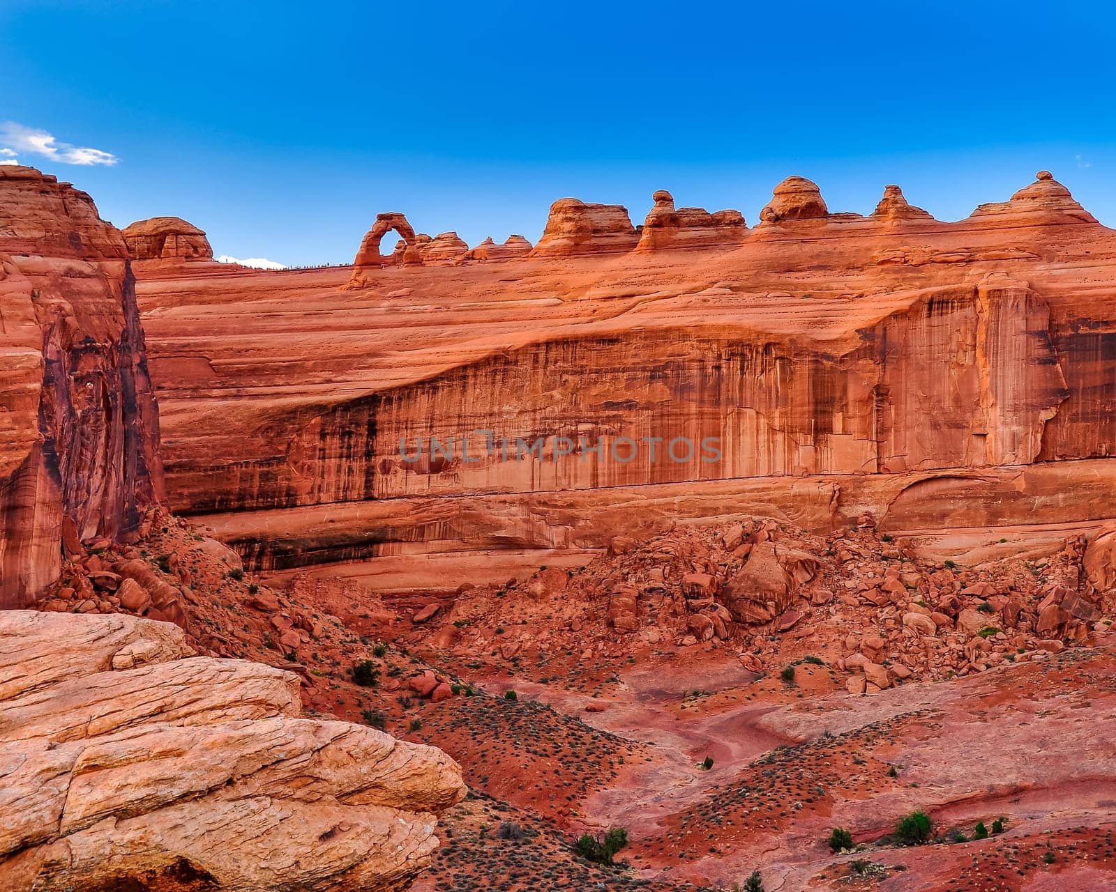 Delicate arch landscape distance view, Arches national park, Utah, USA