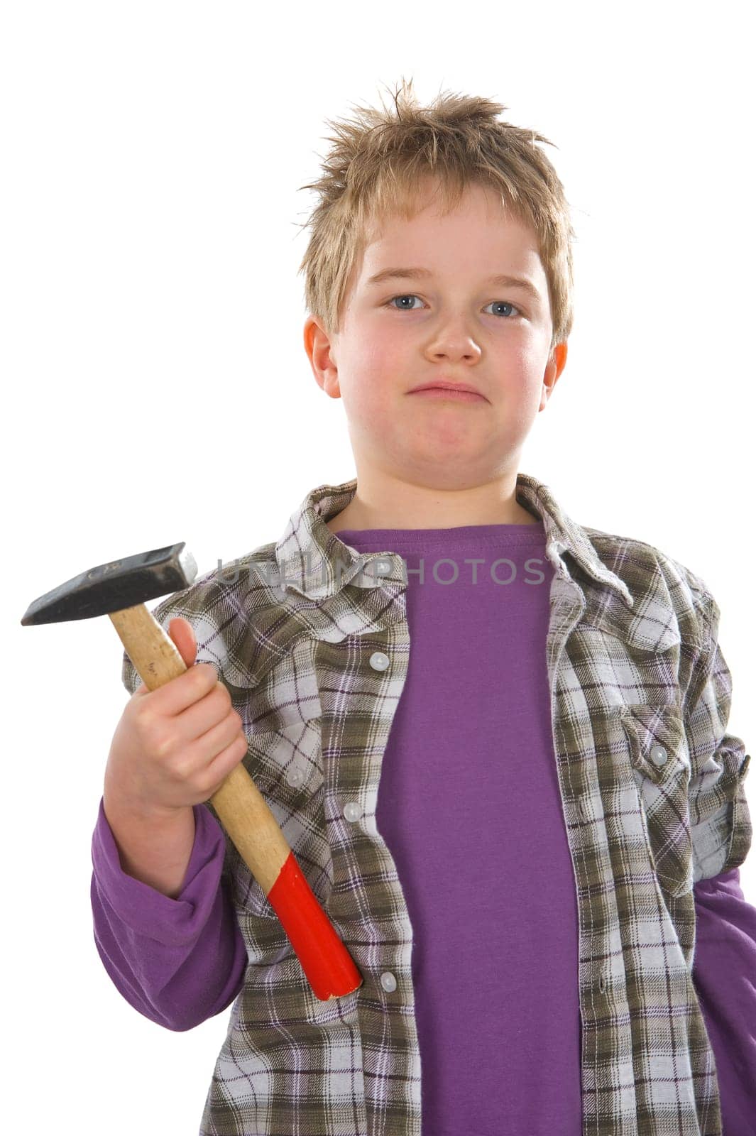 cool boy with hammer