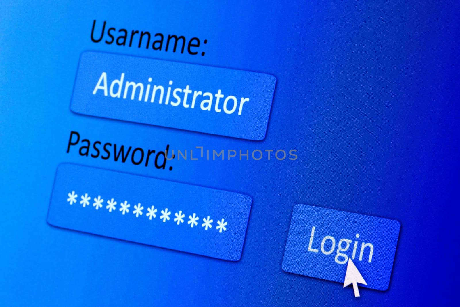 Username and password in internet browser on computer screen