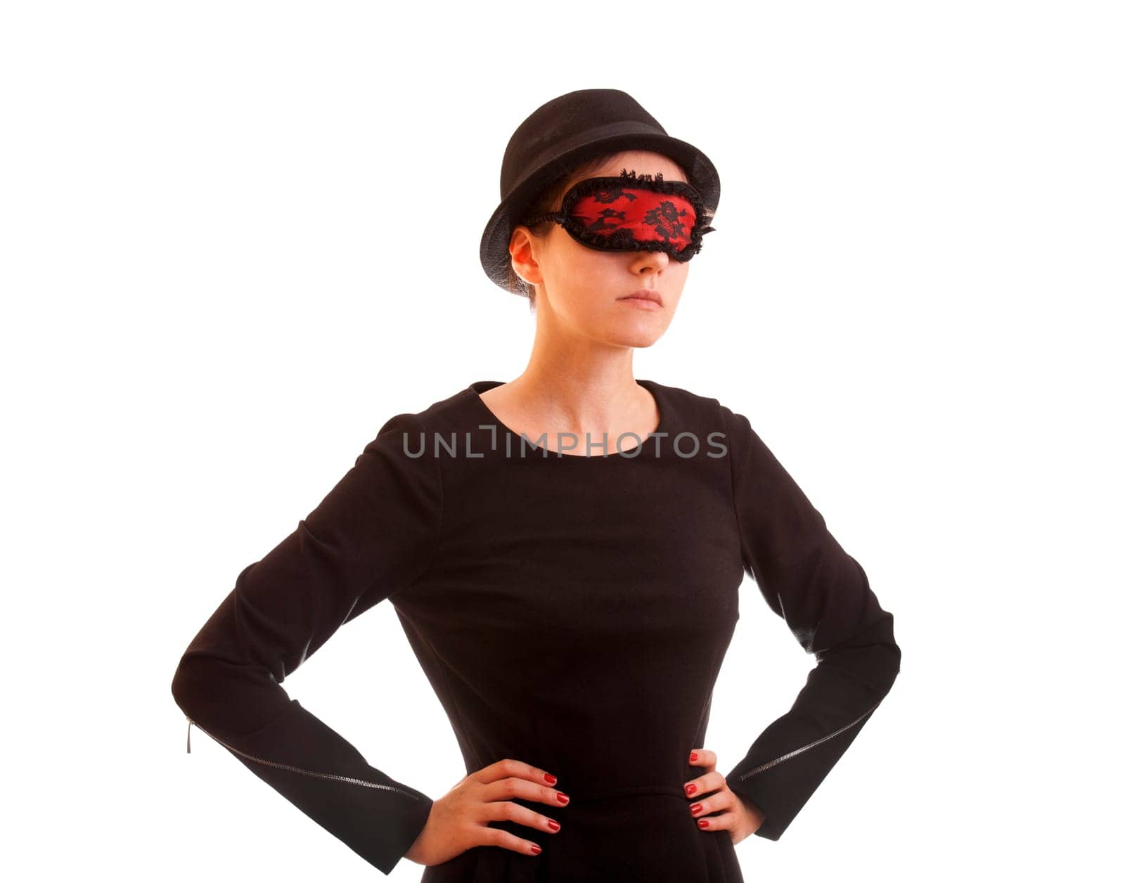 Businesswoman with sleeping mask