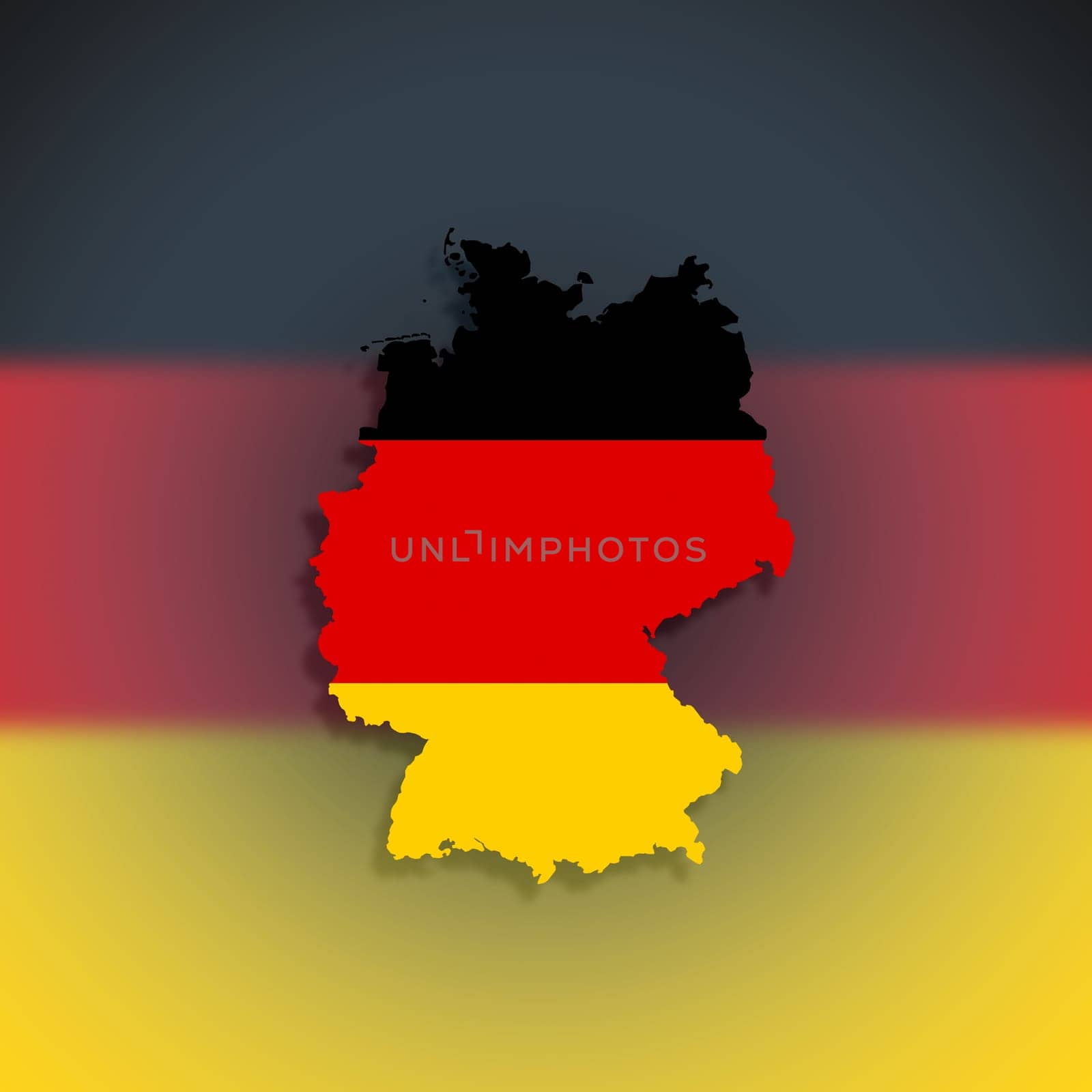 Map of the Federal Republic of Germany with national flag isolated