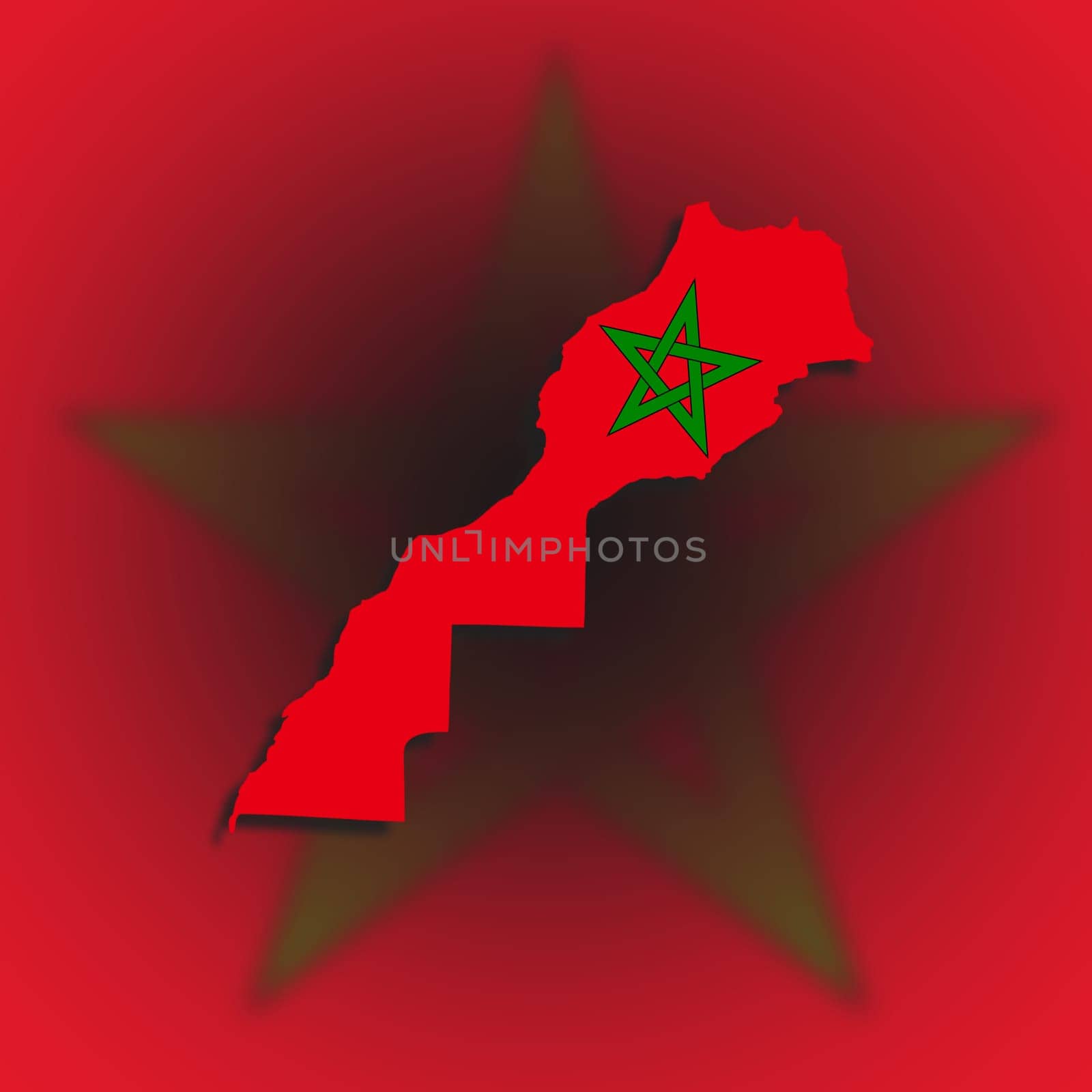 Morocco map with the flag inside, isolated