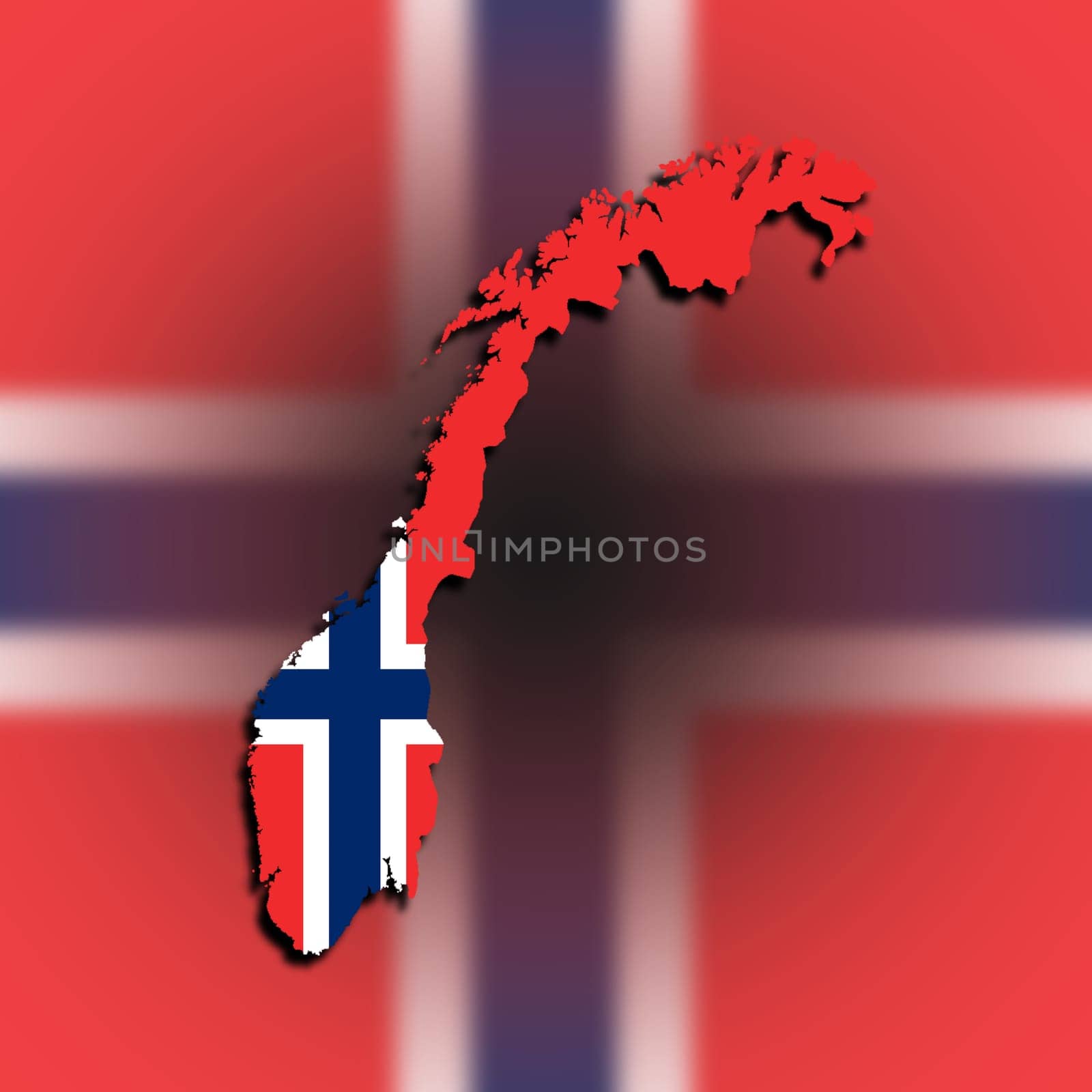 Norway map with the flag inside, isolated