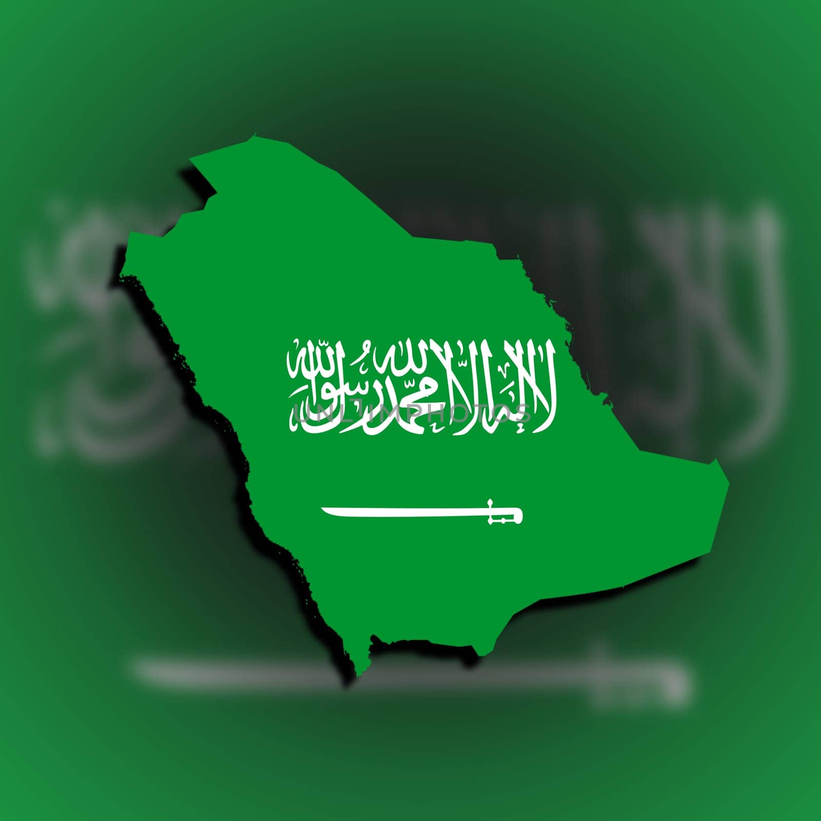 Saudi arabia map filled with flag, isolated