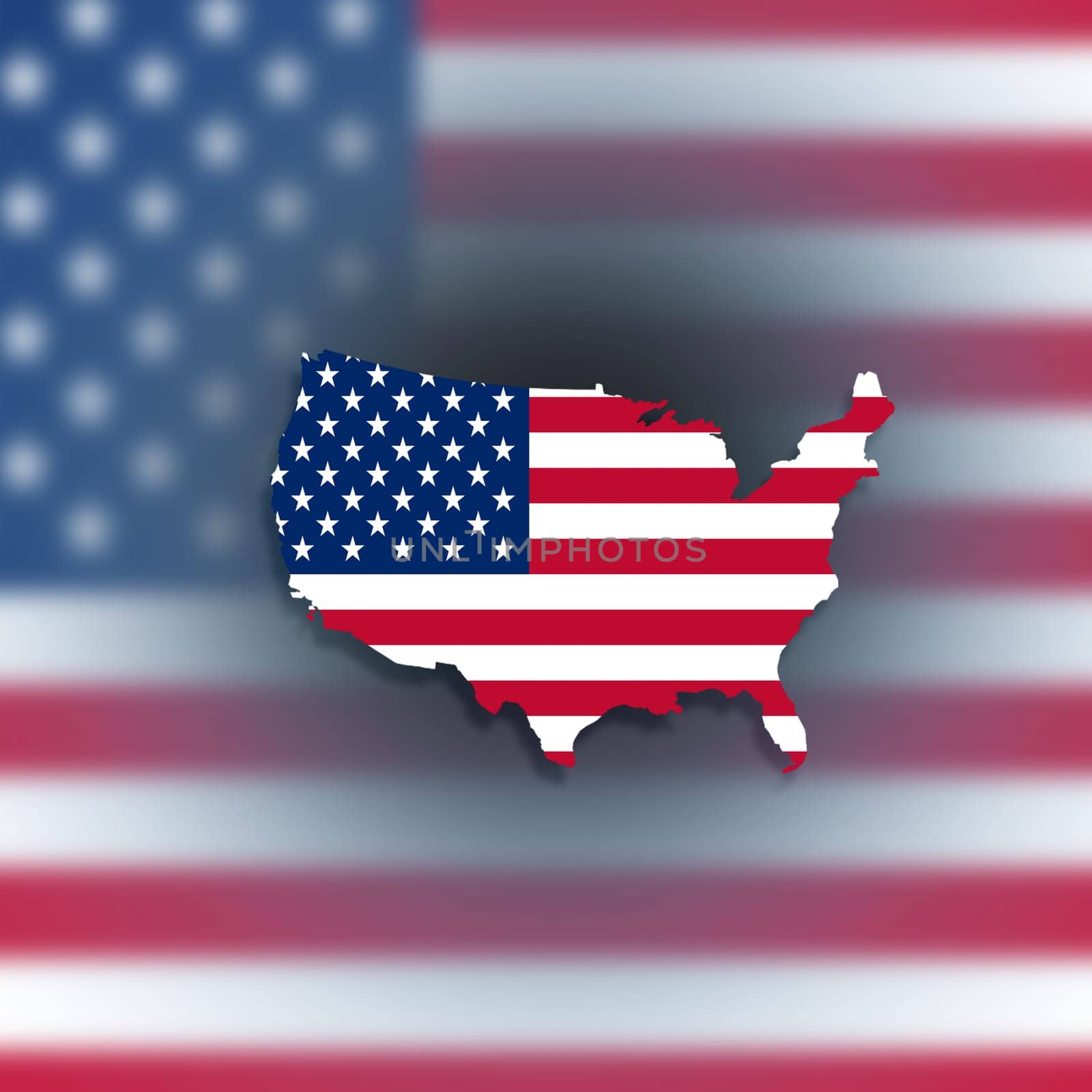 United states map with the flag inside