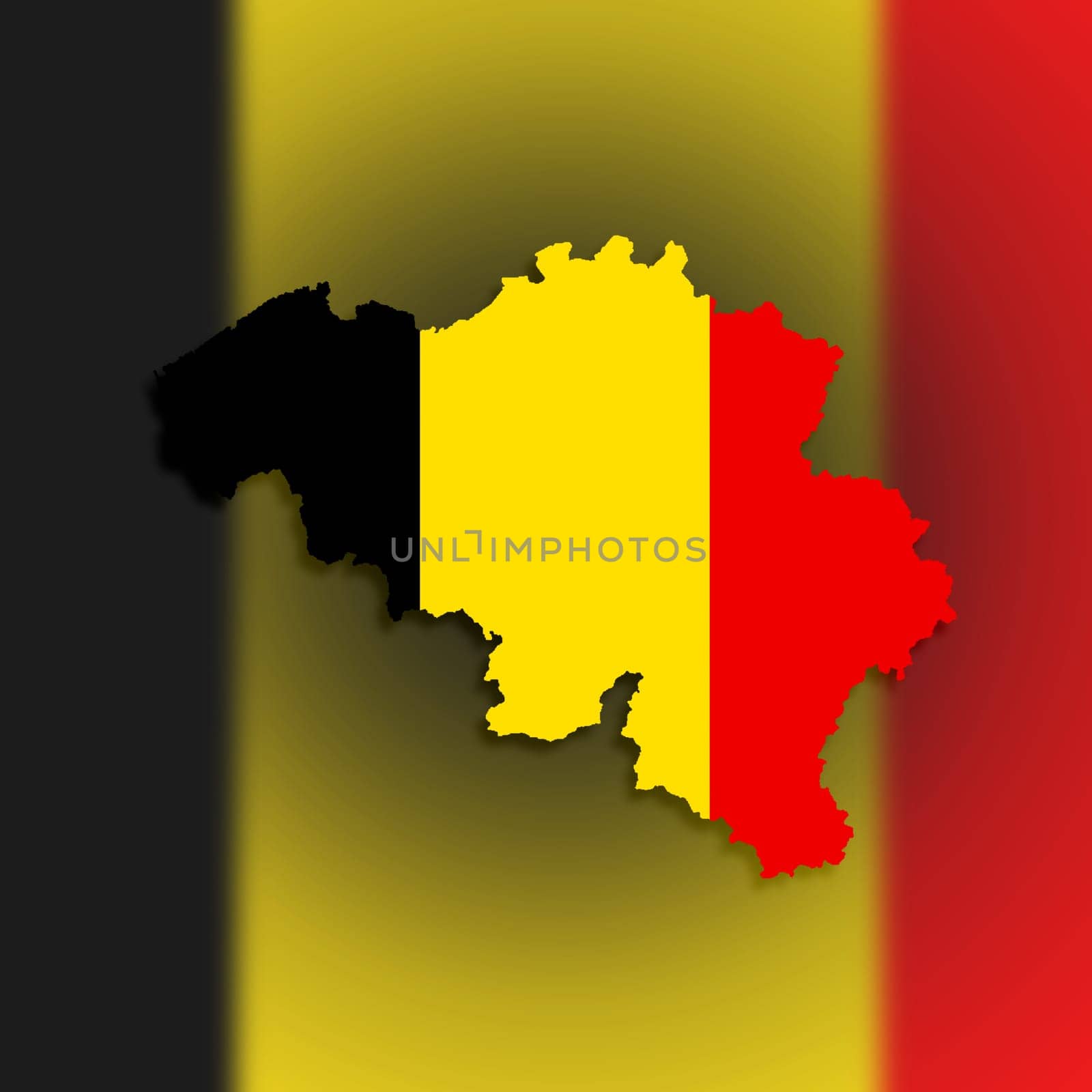 Flag and country border line of belgium, isolated