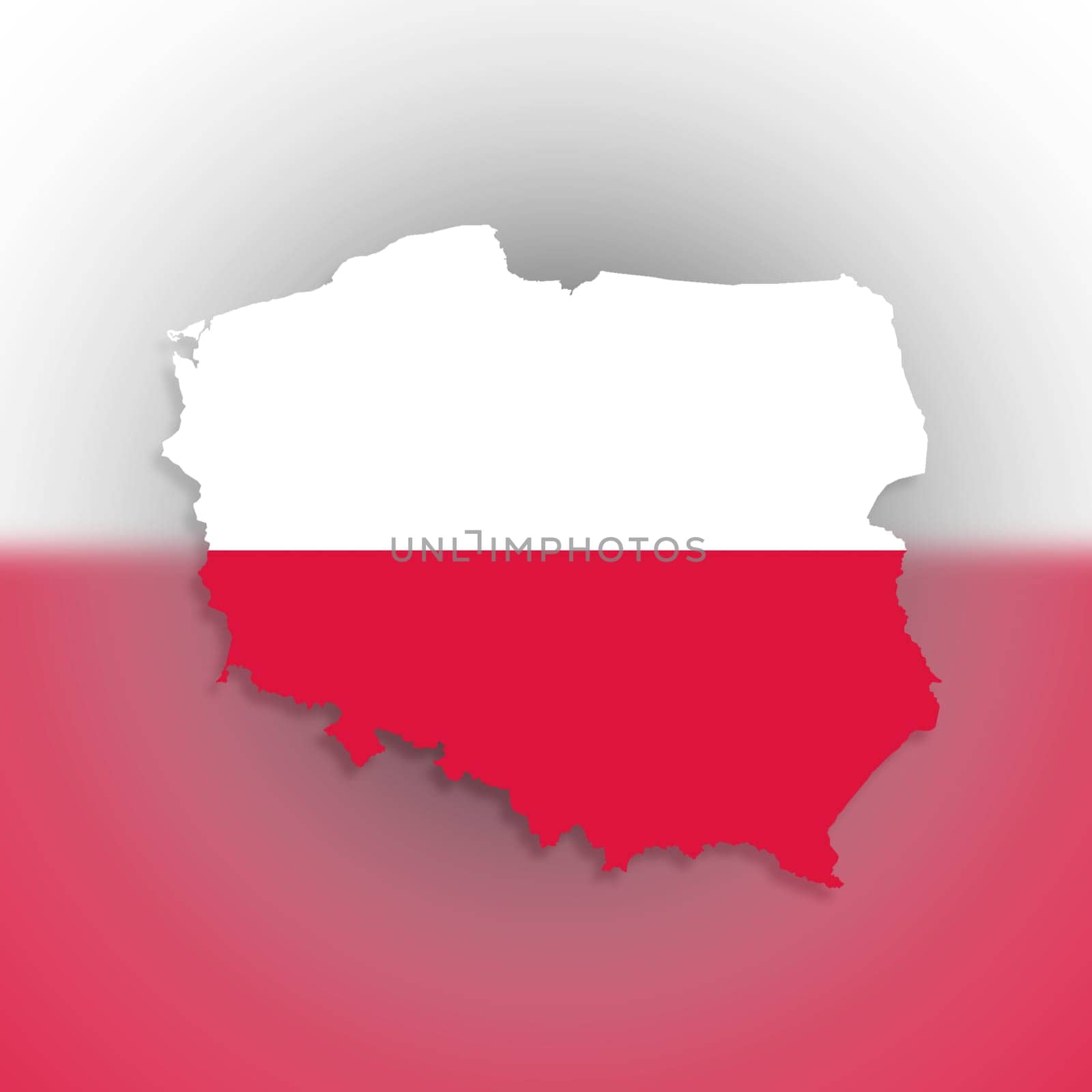 Poland map with the flag inside, isolated