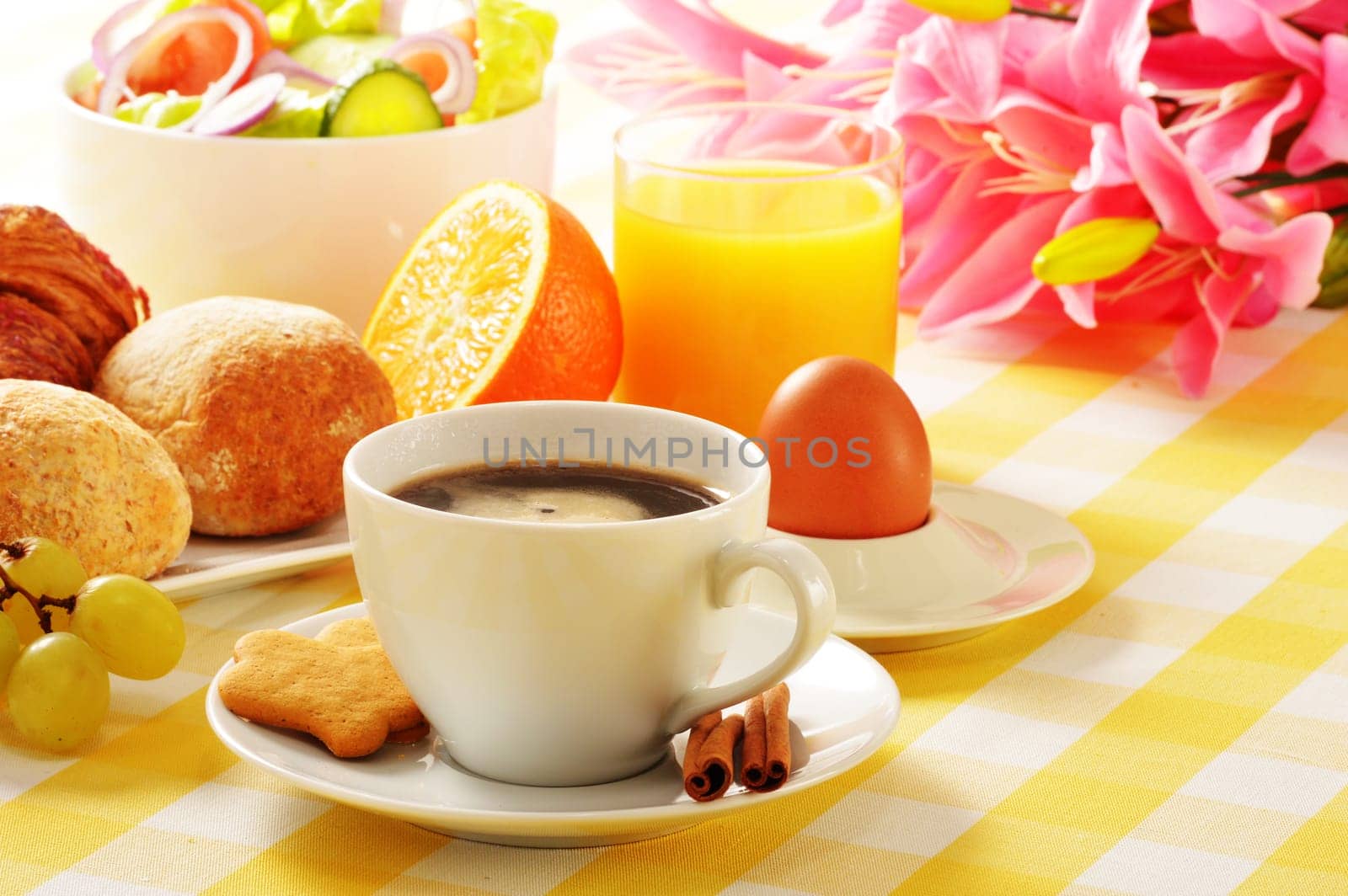Composition with breakfast on the table