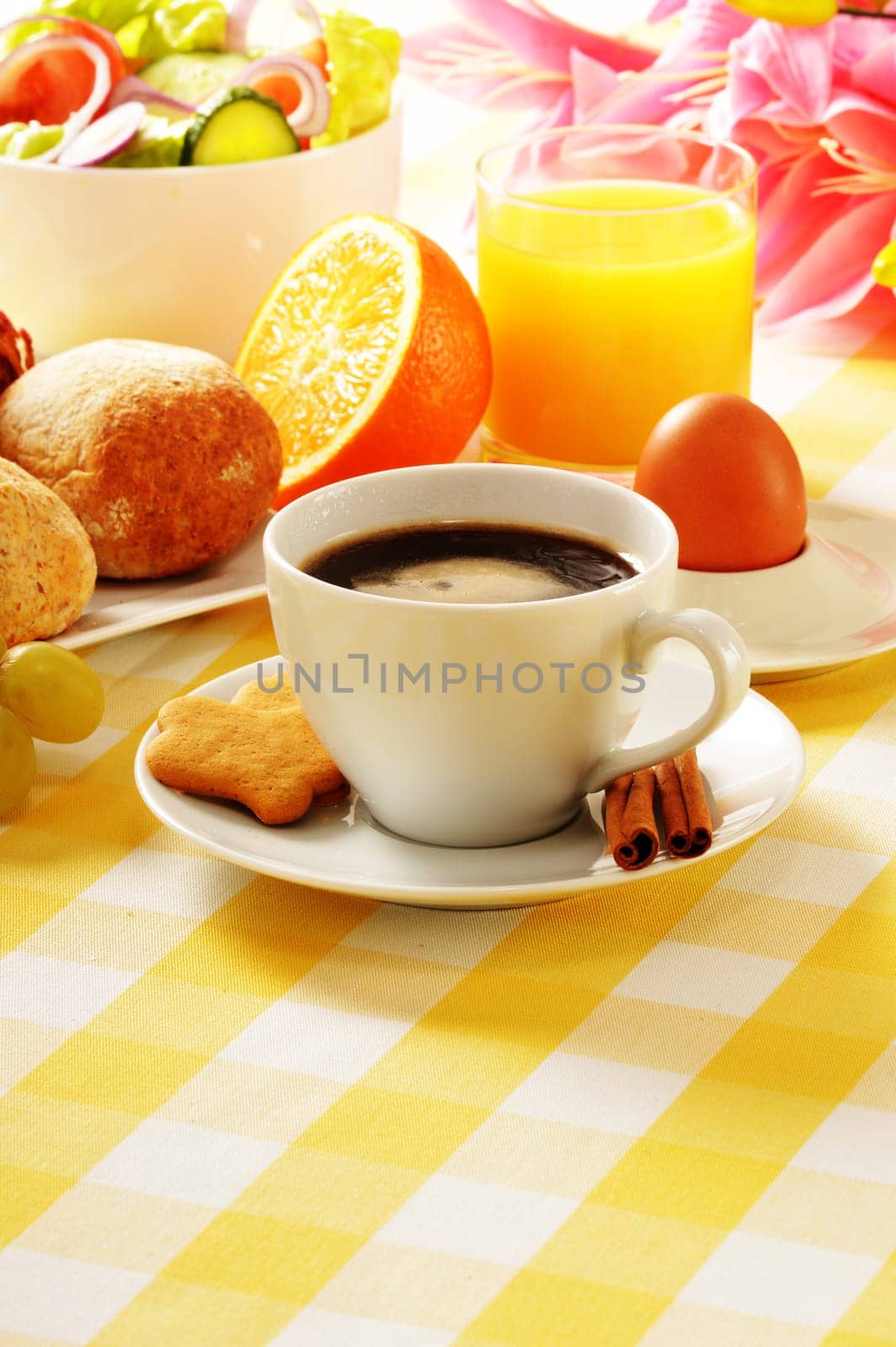 Composition with breakfast on the table
