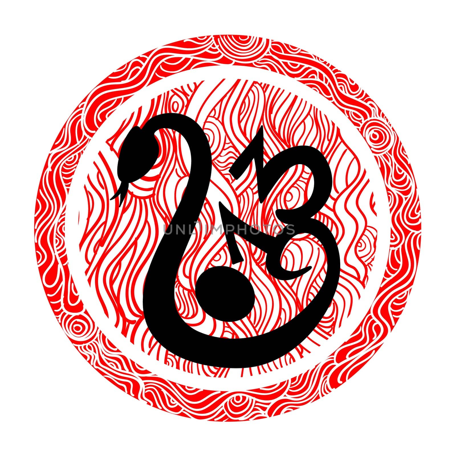 Chinese New Year of the Snake brush style symbol isolated. Vector illustration layered for easy manipulation and custom coloring.