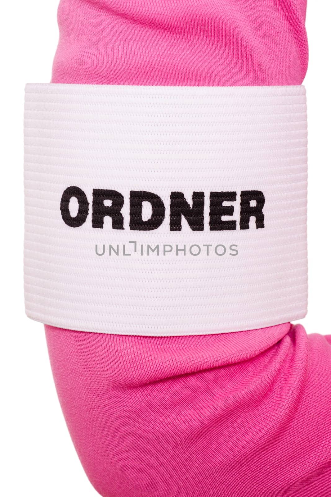 Folder armband on an arm against white background