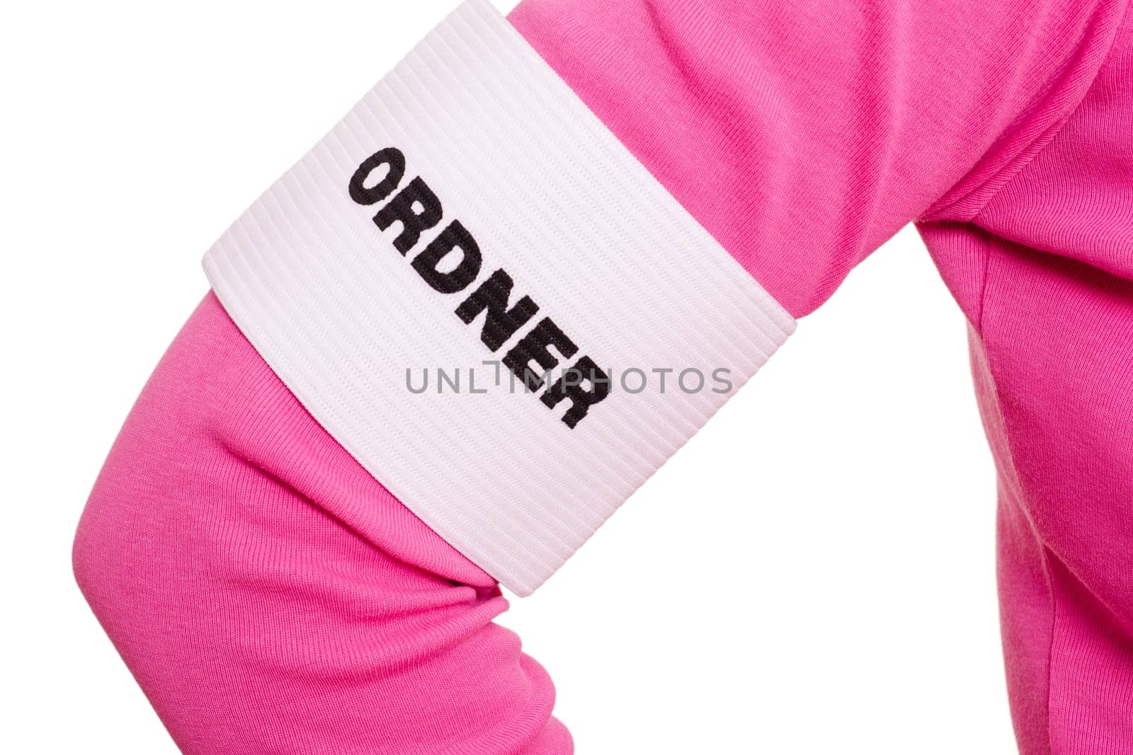 Arm with armbinder of a folder against white background