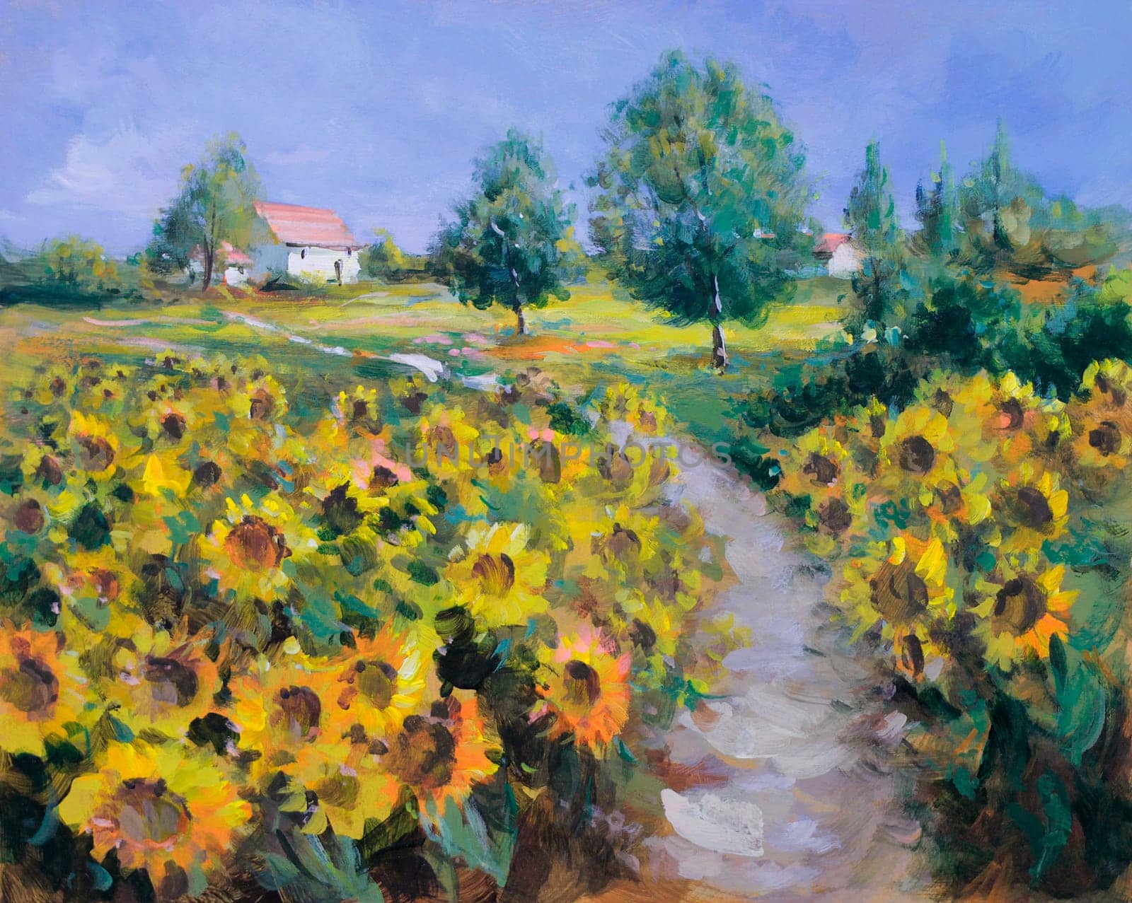 Sunflower Landscape Painting