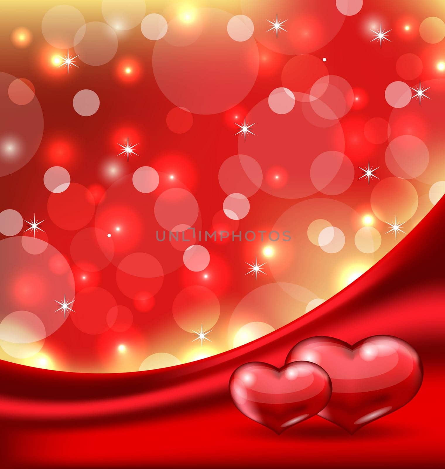 Illustration Valentine's card with beautiful hearts - vector